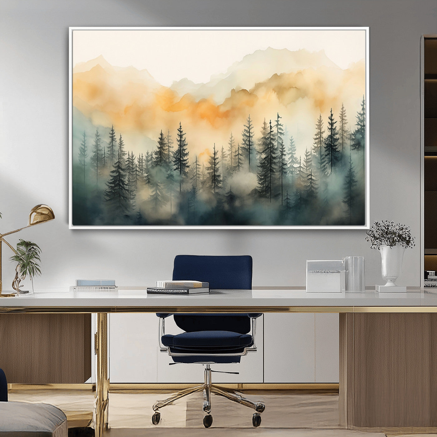 34155-MGV-CV-36X24-Abstract Forest Print - Mountain Wall Art | Autumn Landscape Canvas Print for Living Room, Bedroom, or Office | Large Wall Art Decor