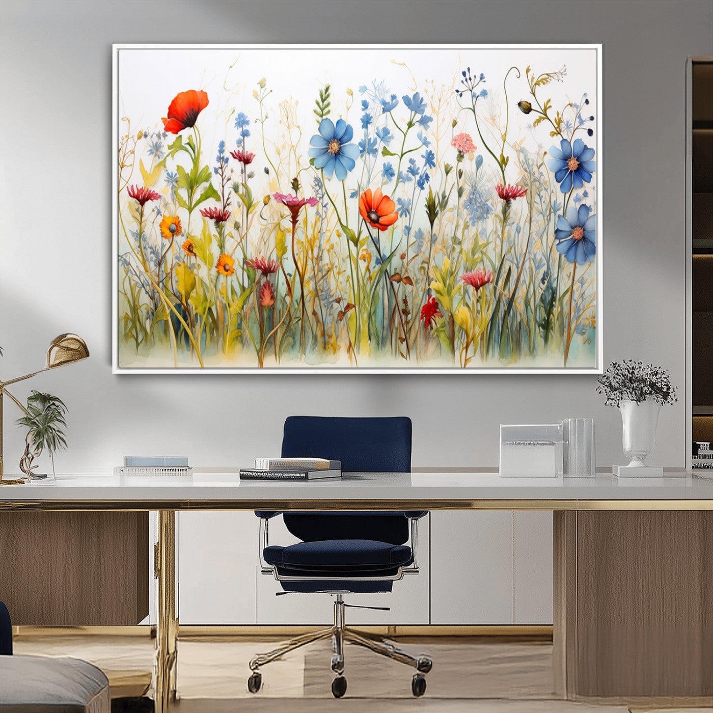 MGV-FC-36X24 - Colorful Wildflower Canvas Wall Art - Vibrant Floral Botanical Print, Bright Nature Decor for Living