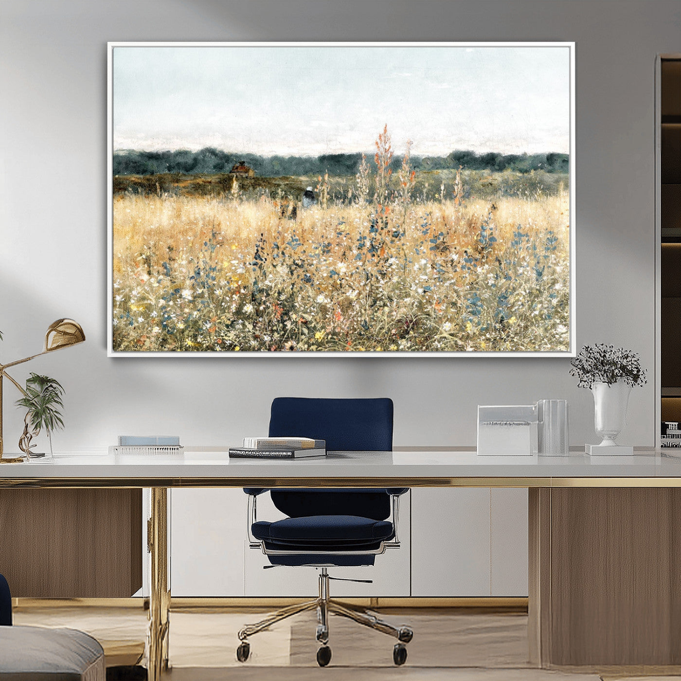 MGV-FC-36X24 - Wildflower Field Wall Art Canvas | Nature-Inspired Landscape Canvas Print for Living Room or Office | Rustic Floral Decor