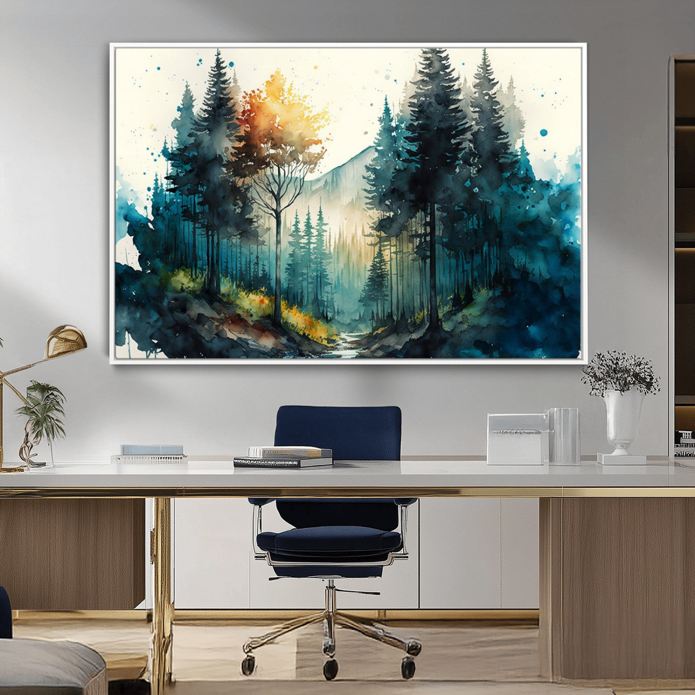 MGV-FC-36X24 - Watercolor Trees Forest Abstract Wall Art Canvas Print