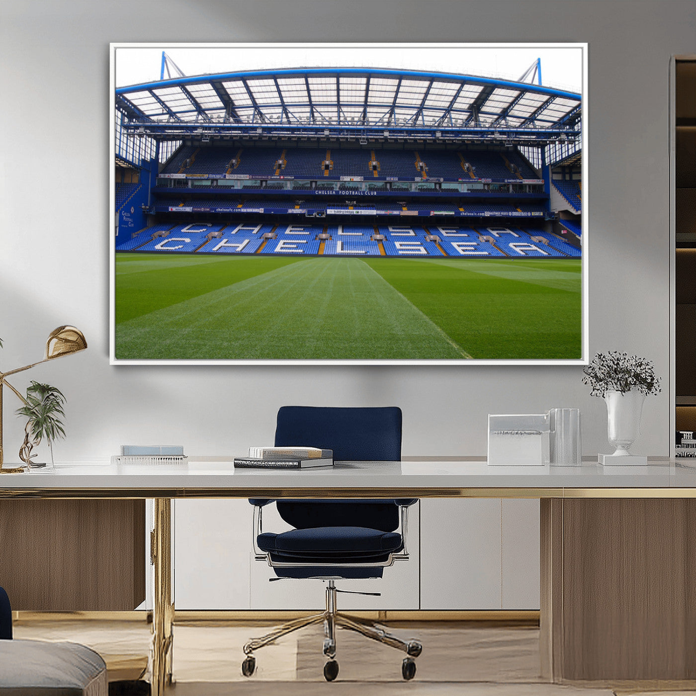MGV-FC-36X24 - Chelsea FC Soccer Team Print - Stamford Bridge Stadium Wall Art Canvas Print