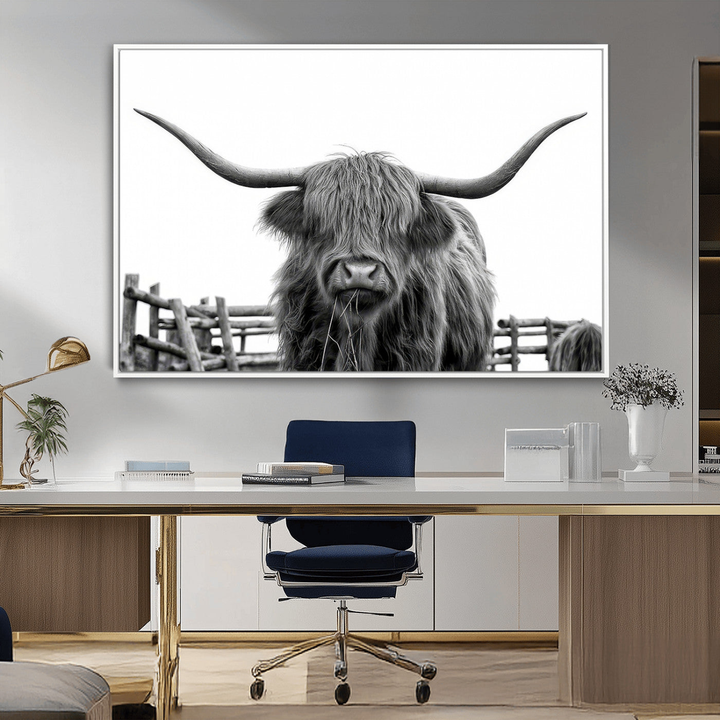 MGV-FC-36X24 - Longhorn Canvas Print, Bighorn Cow Wall Art Canvas Print