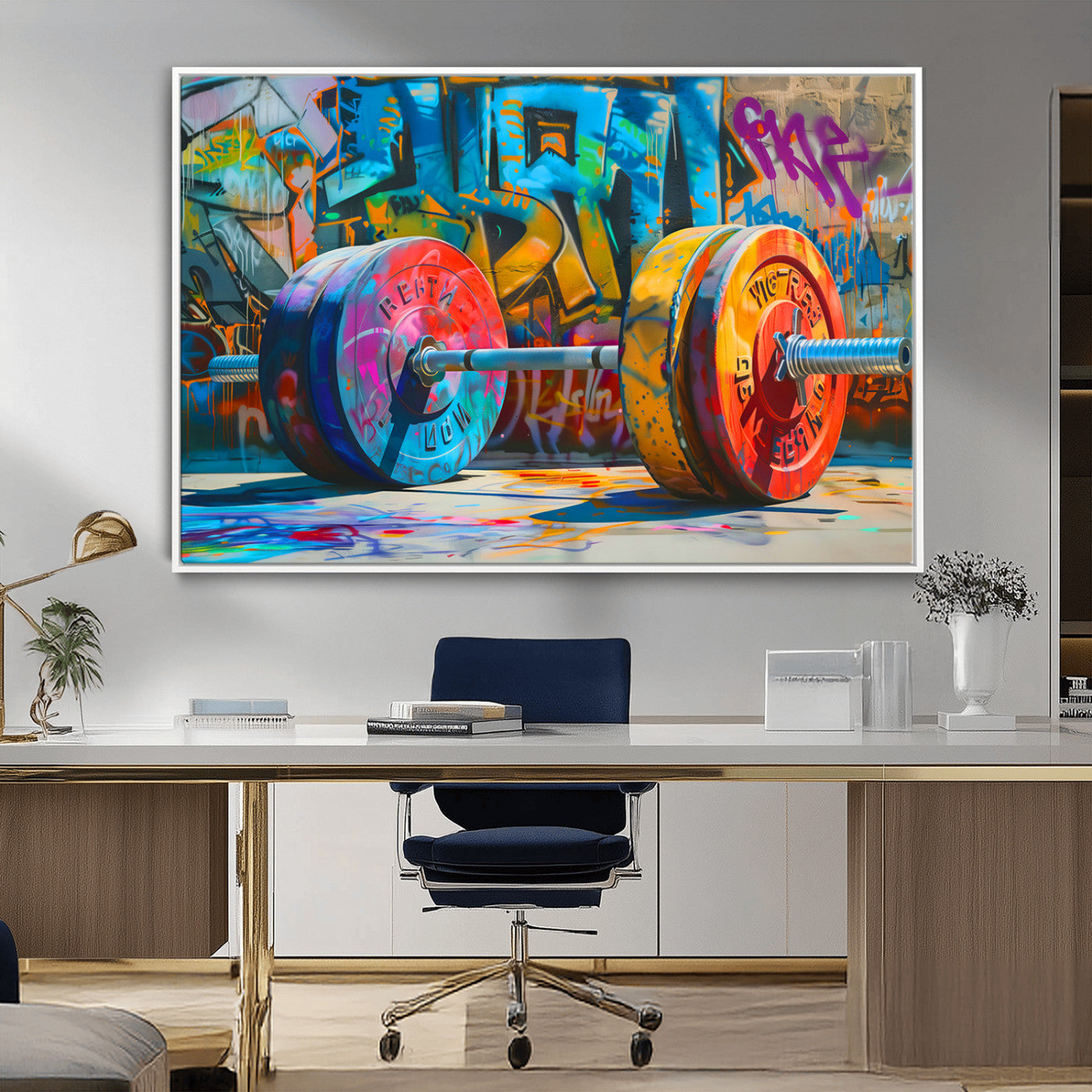 MGV-FC-36X24 - Fitness Gym Barbell Graffiti Wall Art Canvas Print