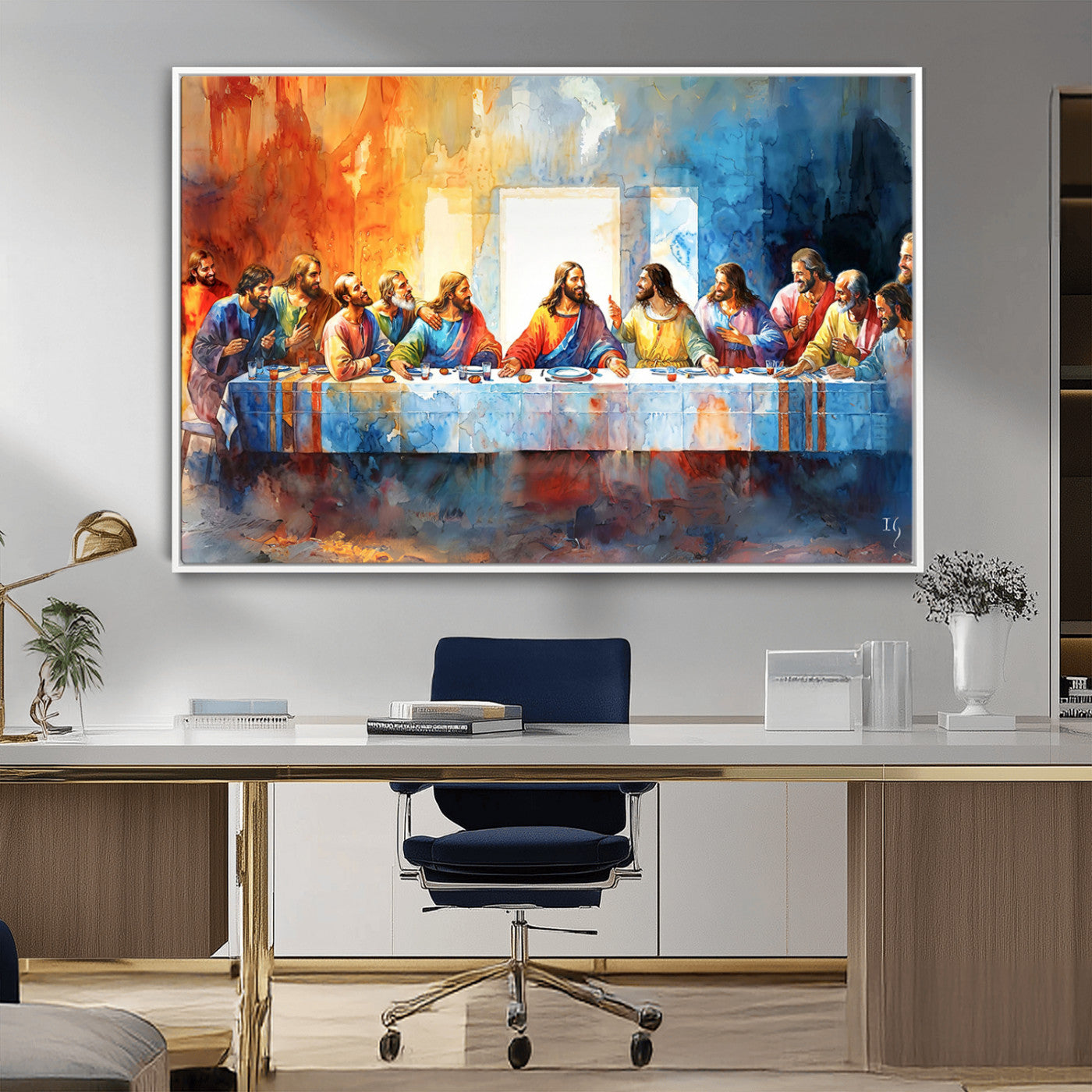 MGV-FC-36X24 - Abstract Waterolor The Last Supper Wall Art