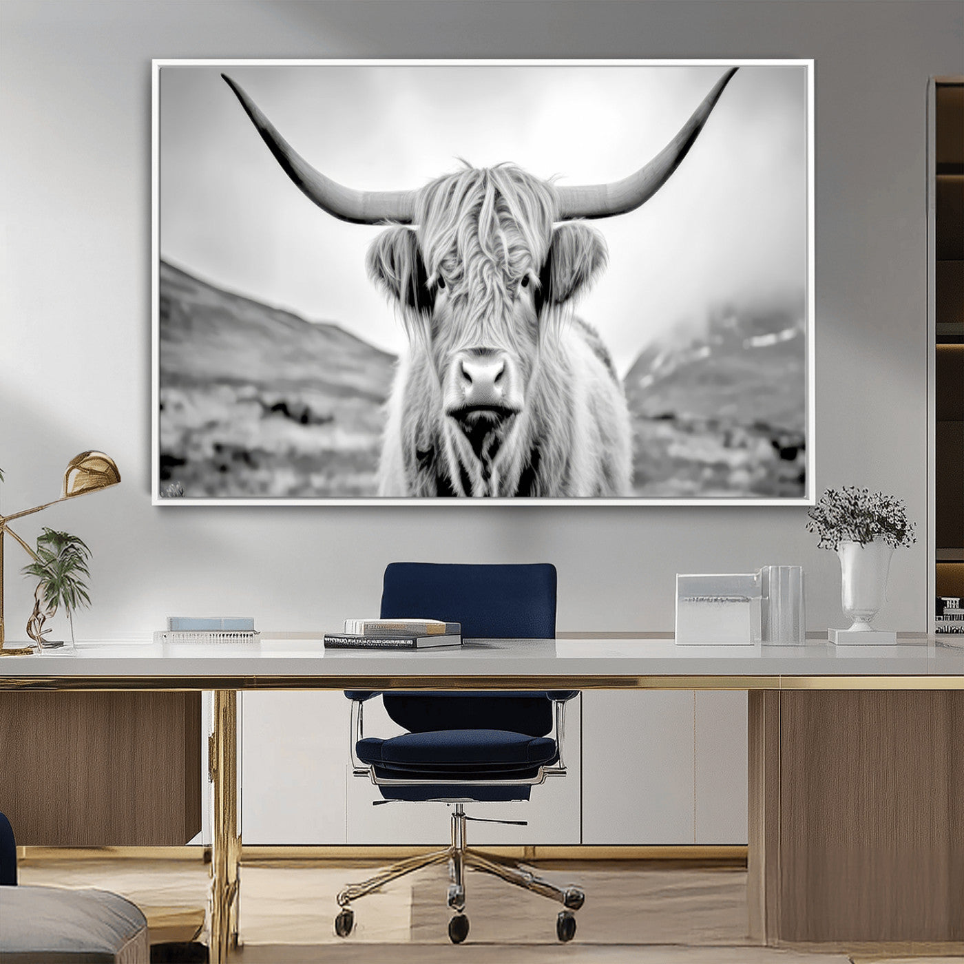MGV-FC-36X24 - Scottish Cow Wall Art Canvas Print