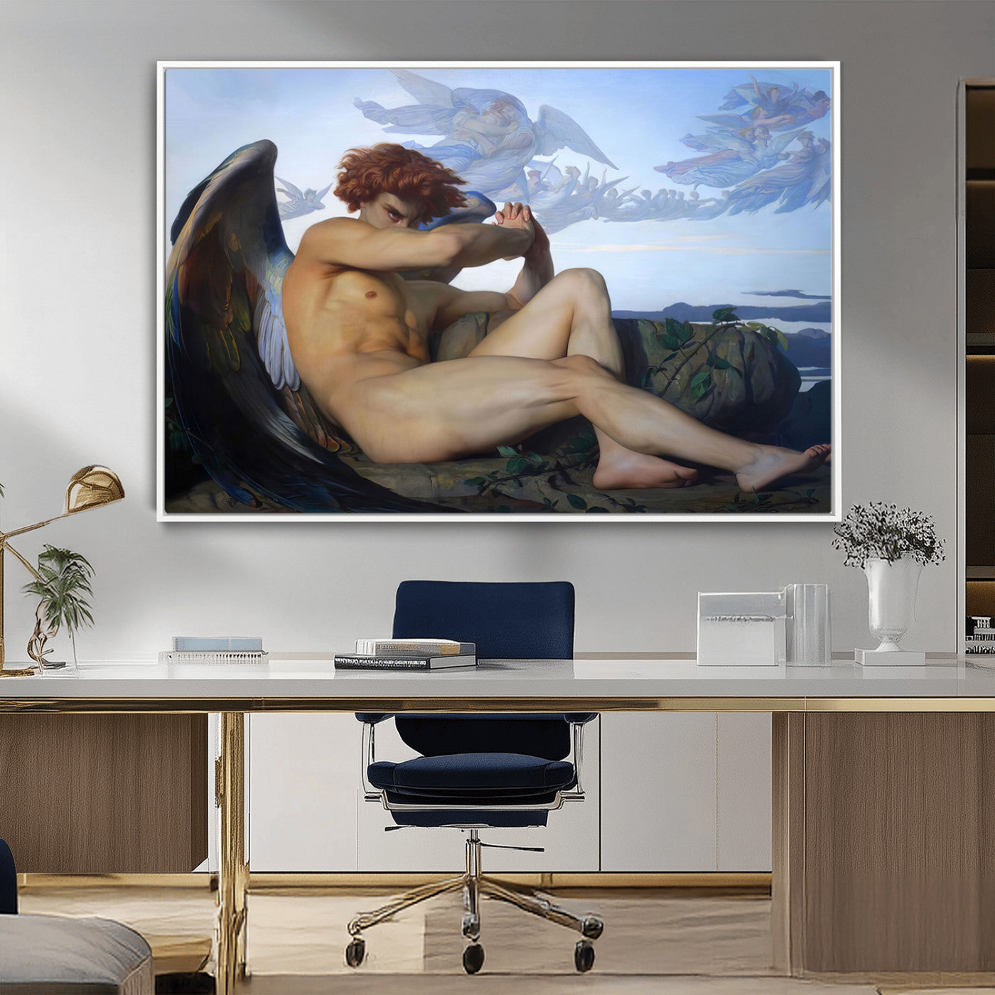 -Fallen Angel Wall Art Canvas Print – Classic Art, Framed, Ready to Hang - Alexandre Cabanel