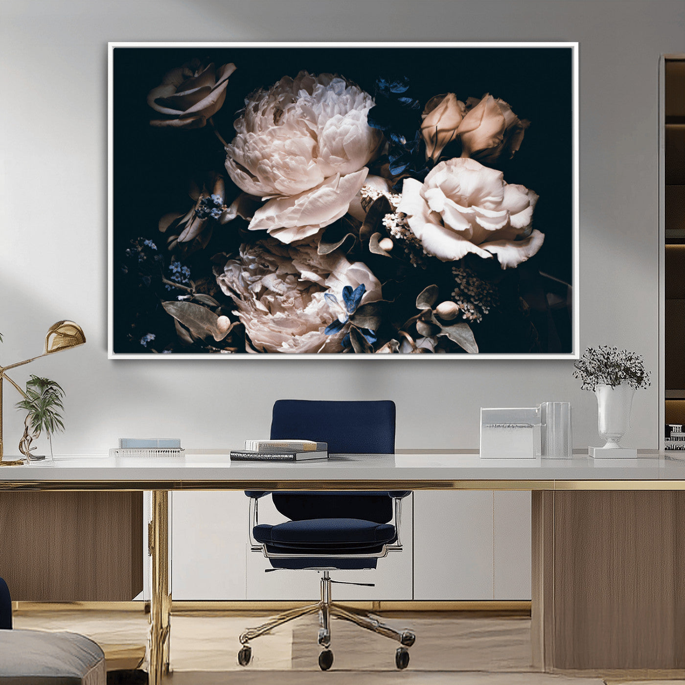 MGV-FC-36X24 - Pink Peonies Flowers Large Canvas Art Print
