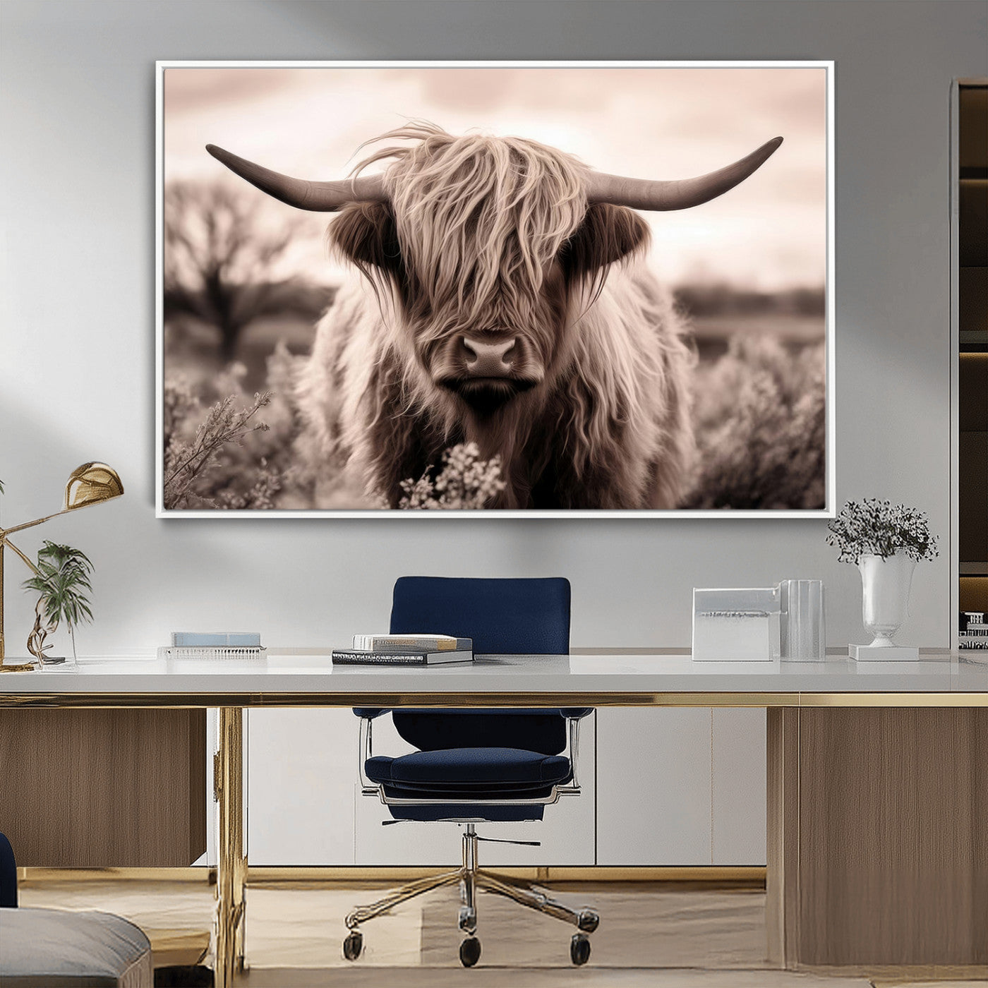 MGV-FC-36X24 - Scottish Cow Longhorn Wall Art Canvas Print