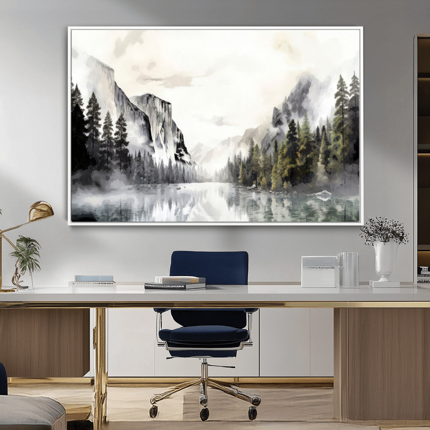 MGV-FC-36X24 - Yosemite Valley Wall Art Canvas Print – Framed and Ready to Hang – Majestic Nature Landscape Décor