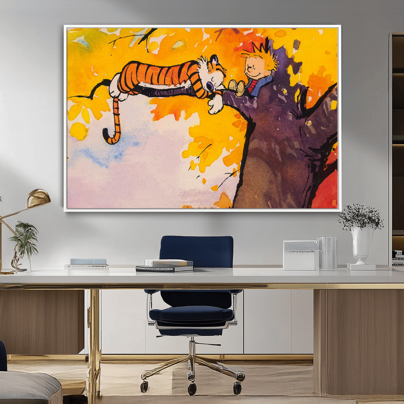 MGV-FC-36X24 - Calvin and Hobbes Tree Scene Canvas Print | 3 Panel Large Wall Art for Living Room or Kid’s Room,