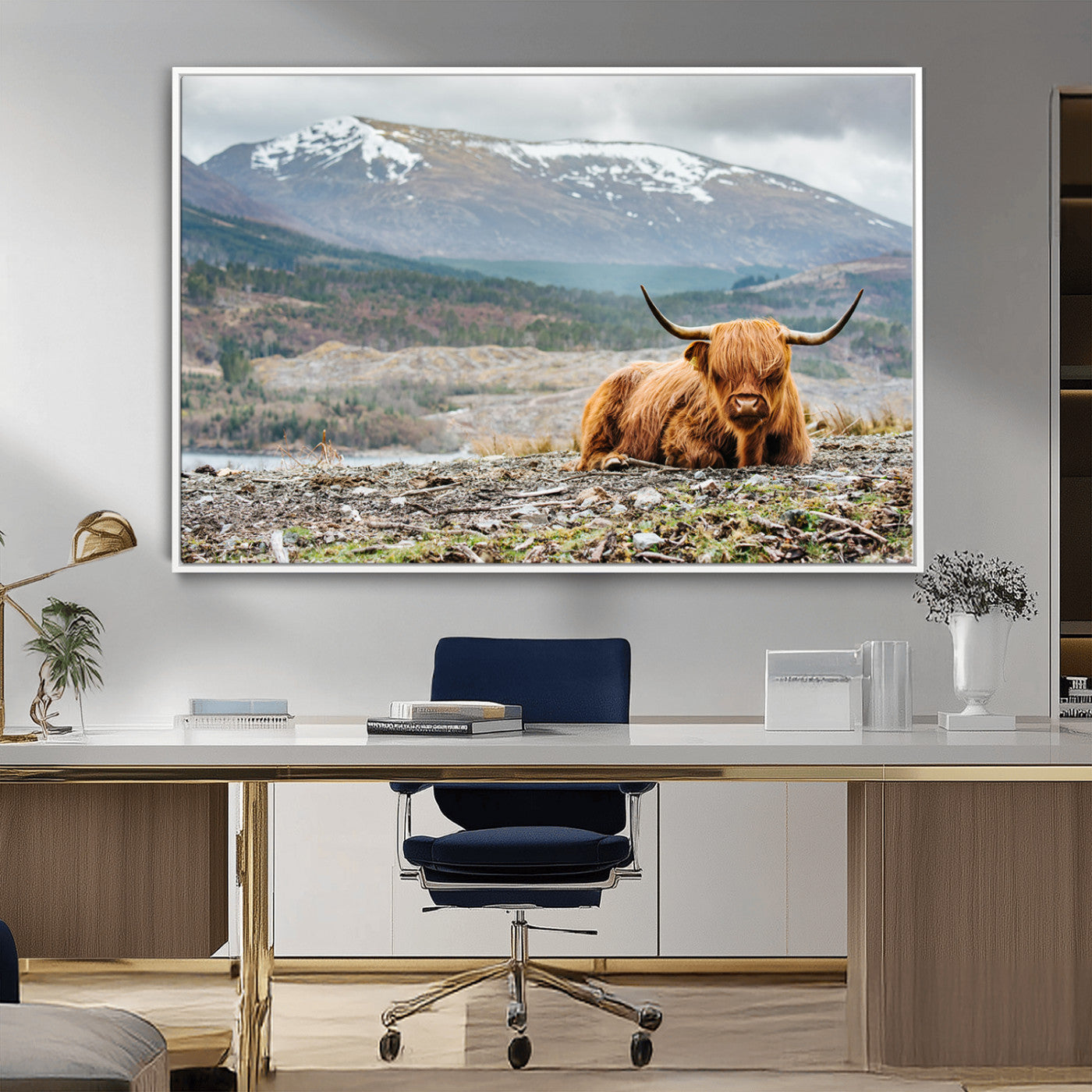 -Highland Cow Horn Farm Wall Art Canvas Print