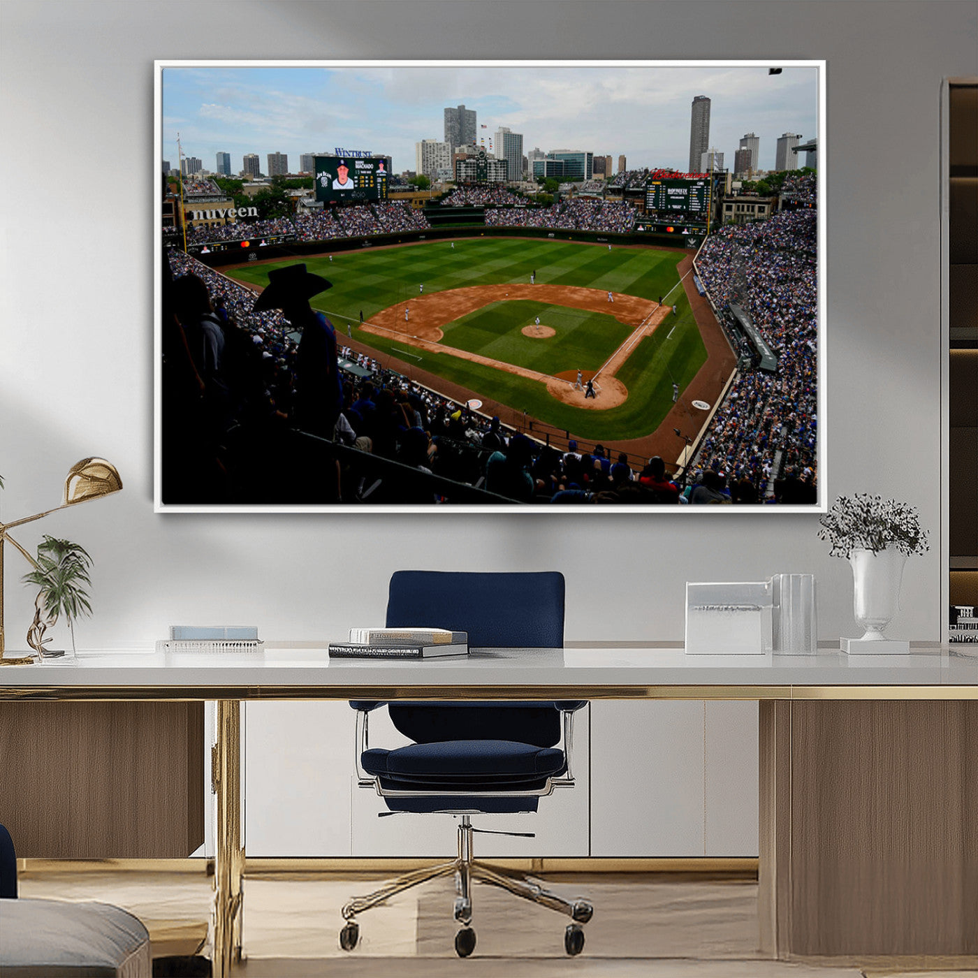 MGV-FC-36X24 - Chicago Cubs Baseball Team Print - Wrigley Field Stadium Wall Art Canvas Print