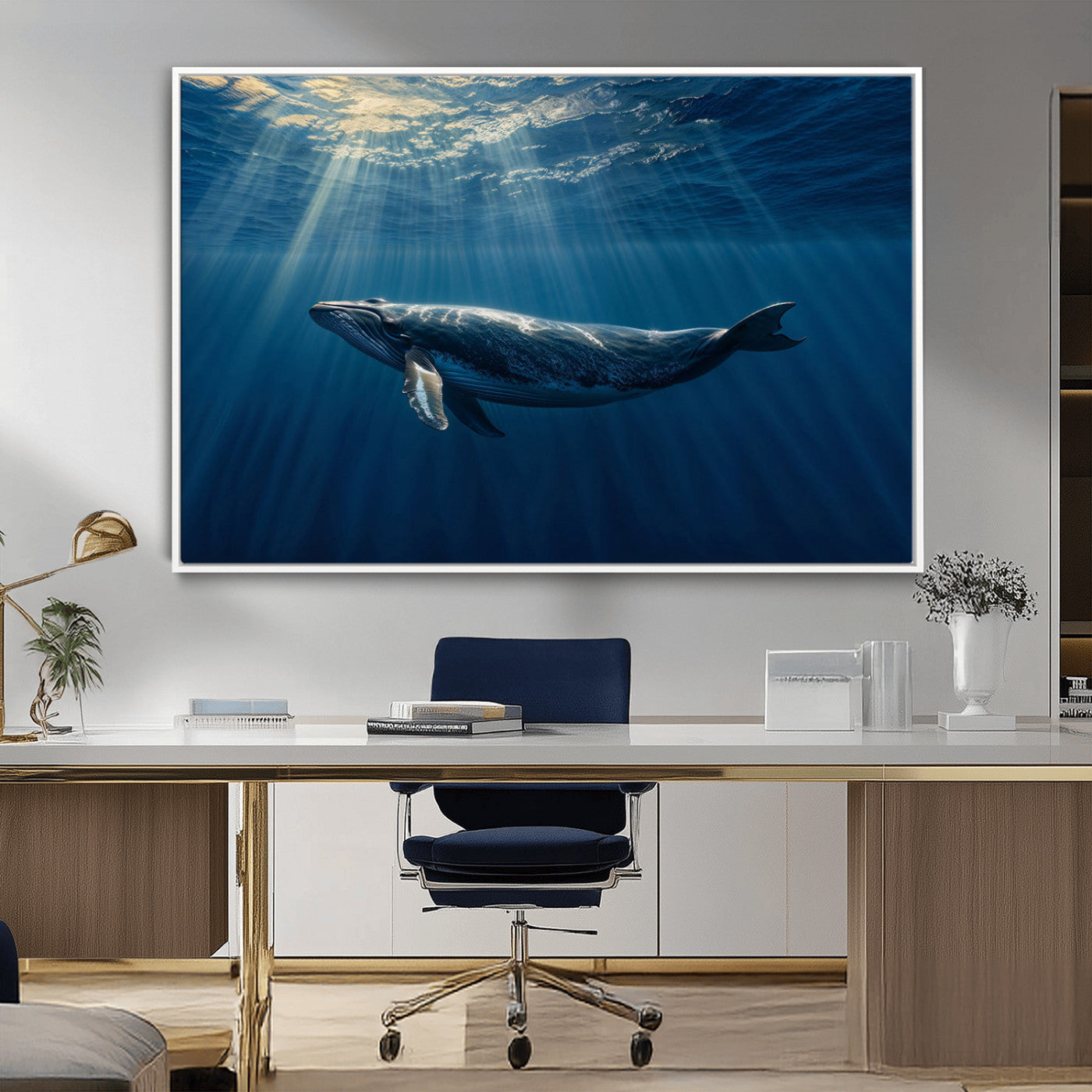 -Whale under Ocean Wall Art Canvas Print