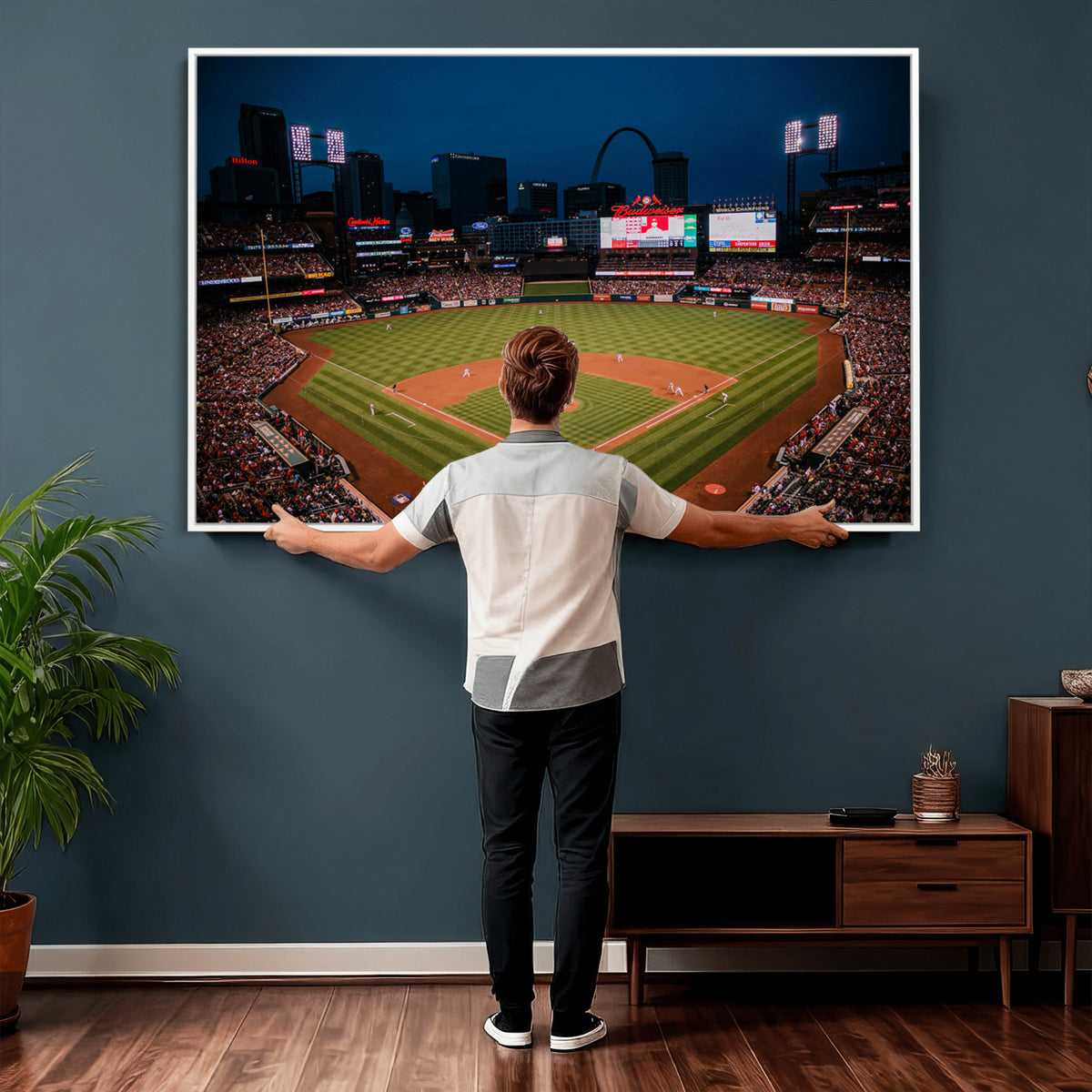 38612-MGV-CV-36X24 - St. Louis Cardinals Baseball Team Print - Busch Stadium Wall Art