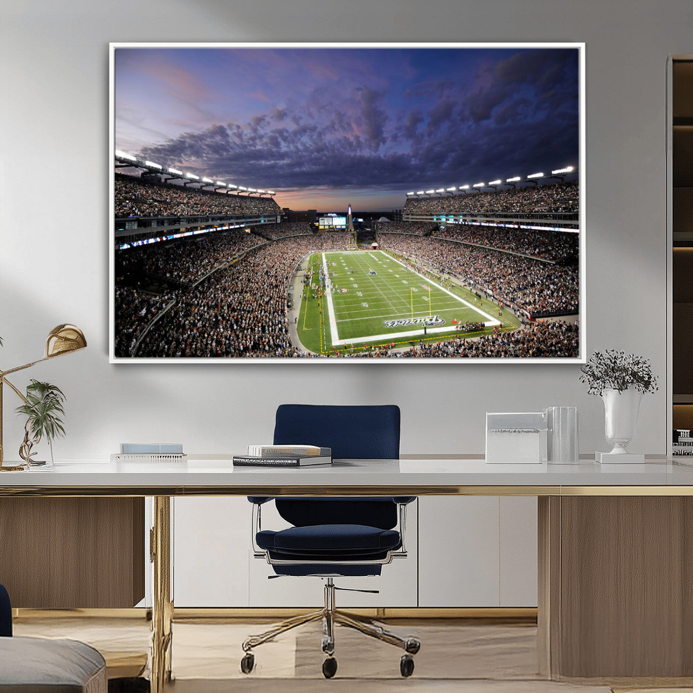 MGV-FC-36X24 - New England Patriots Football Team Print - Foxborough Gillette Stadium Wall Art Canvas Print