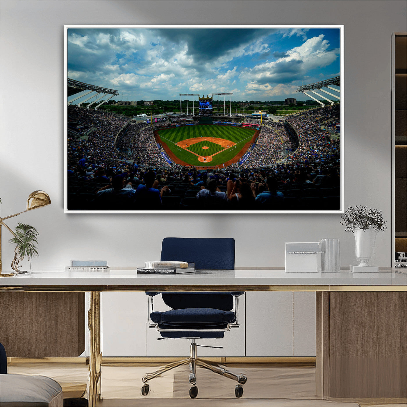 MGV-FC-36X24 - 3-Panel Kauffman Stadium Wall Art Print | Large Kansas City Royals Baseball Canvas Print for Sports