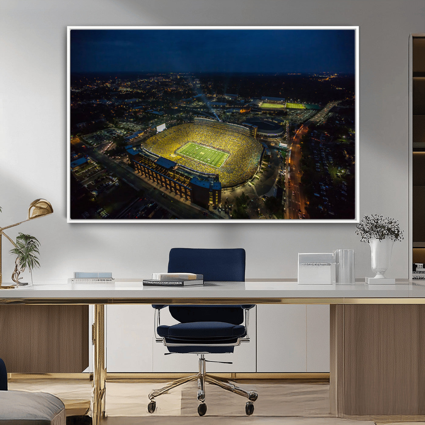 MGV-FC-36X24 - Michigan Wolverines Football Team Print - Michigan Stadium Wall Art Canvas Print