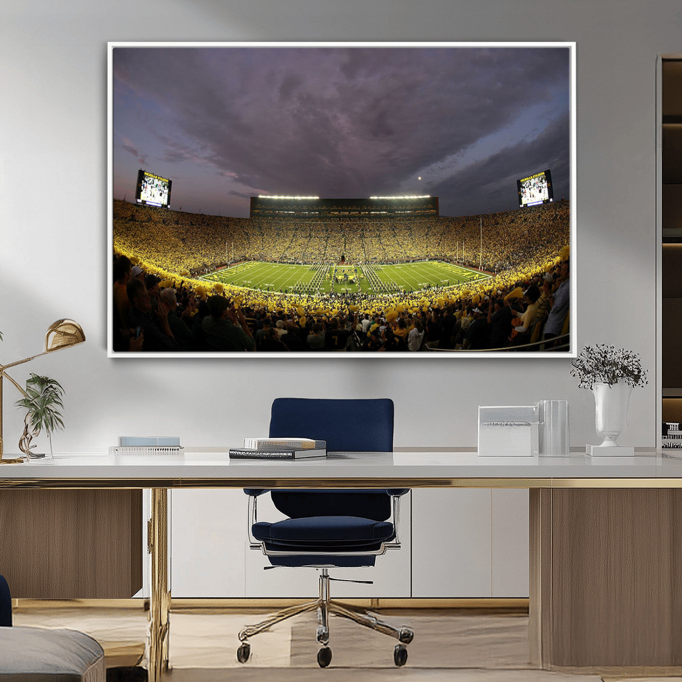 MGV-FC-36X24 - Michigan Wolverines Football Team Print - Michigan Stadium Wall Art Canvas Print