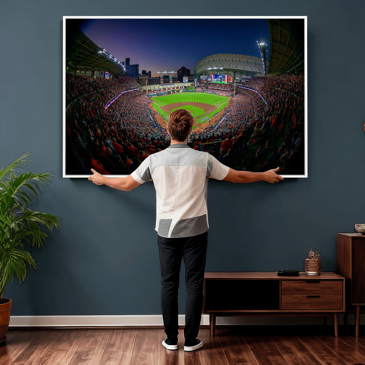 44322-MGV-CV-36X24 - Houston Astros Baseball Print Canvas, Houston Minute Maid Park Stadium Wall Art