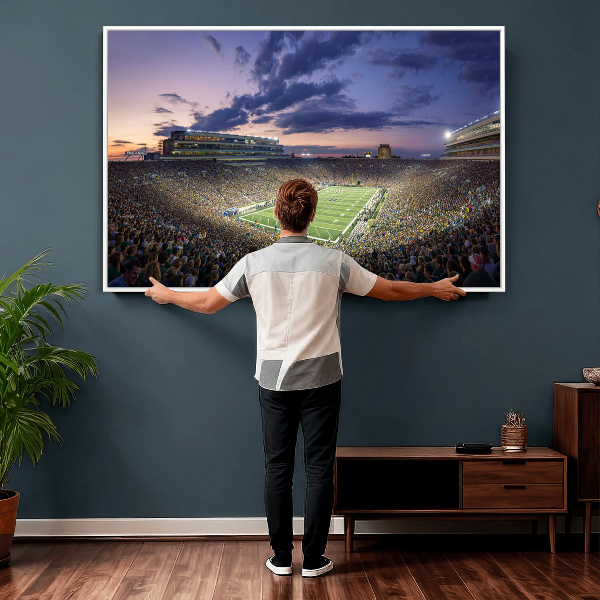 50825-MGV-CV-36X24 - Notre Dame Fighting Irish Football Team Print, Notre Dame Stadium Wall Art Canvas Print