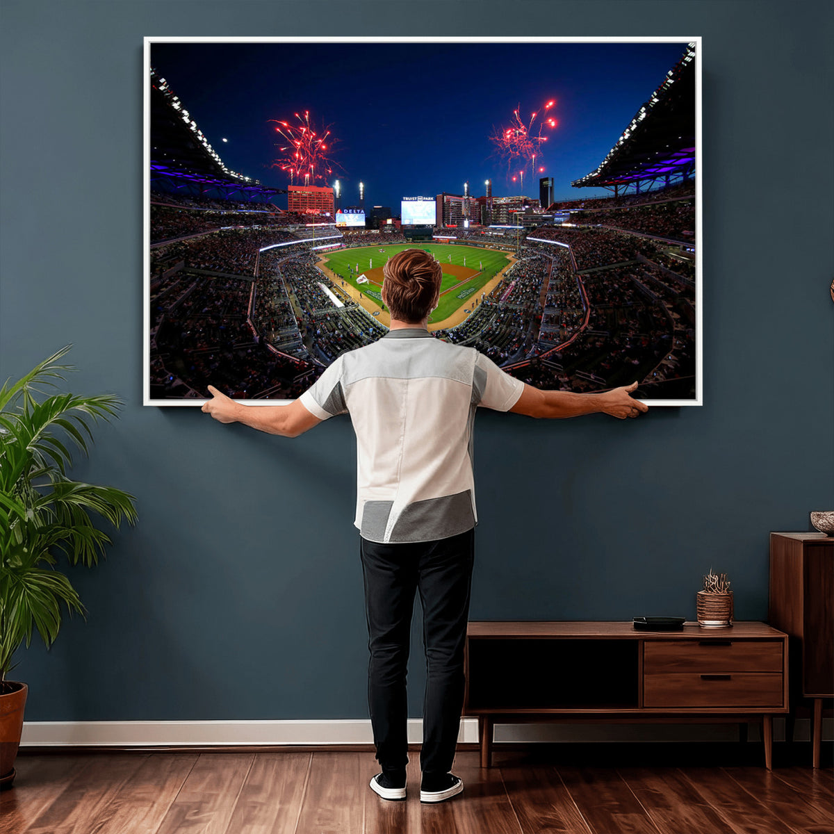 50582-MGV-CV-36X24 - Truist Park Atlanta Braves Baseball Stadium Wall Art Print | Large 3-Panel Canvas Print for Sports