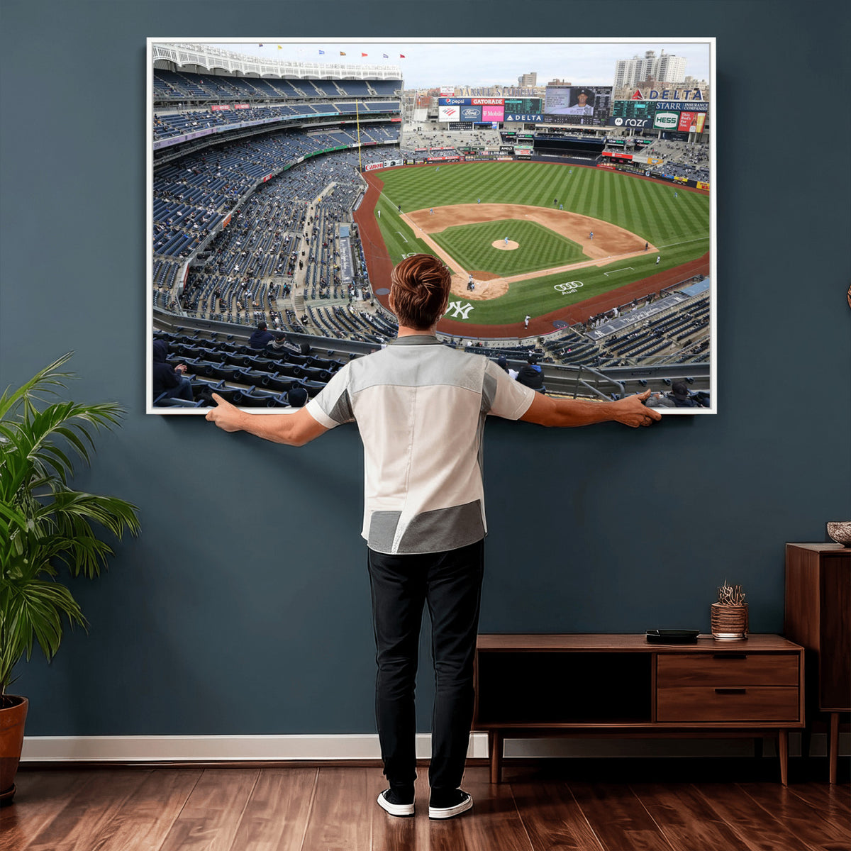 45784-MGV-CV-36X24 - New York Yankees Baseball Team Print, Yankee Stadium Wall Art Canvas Print