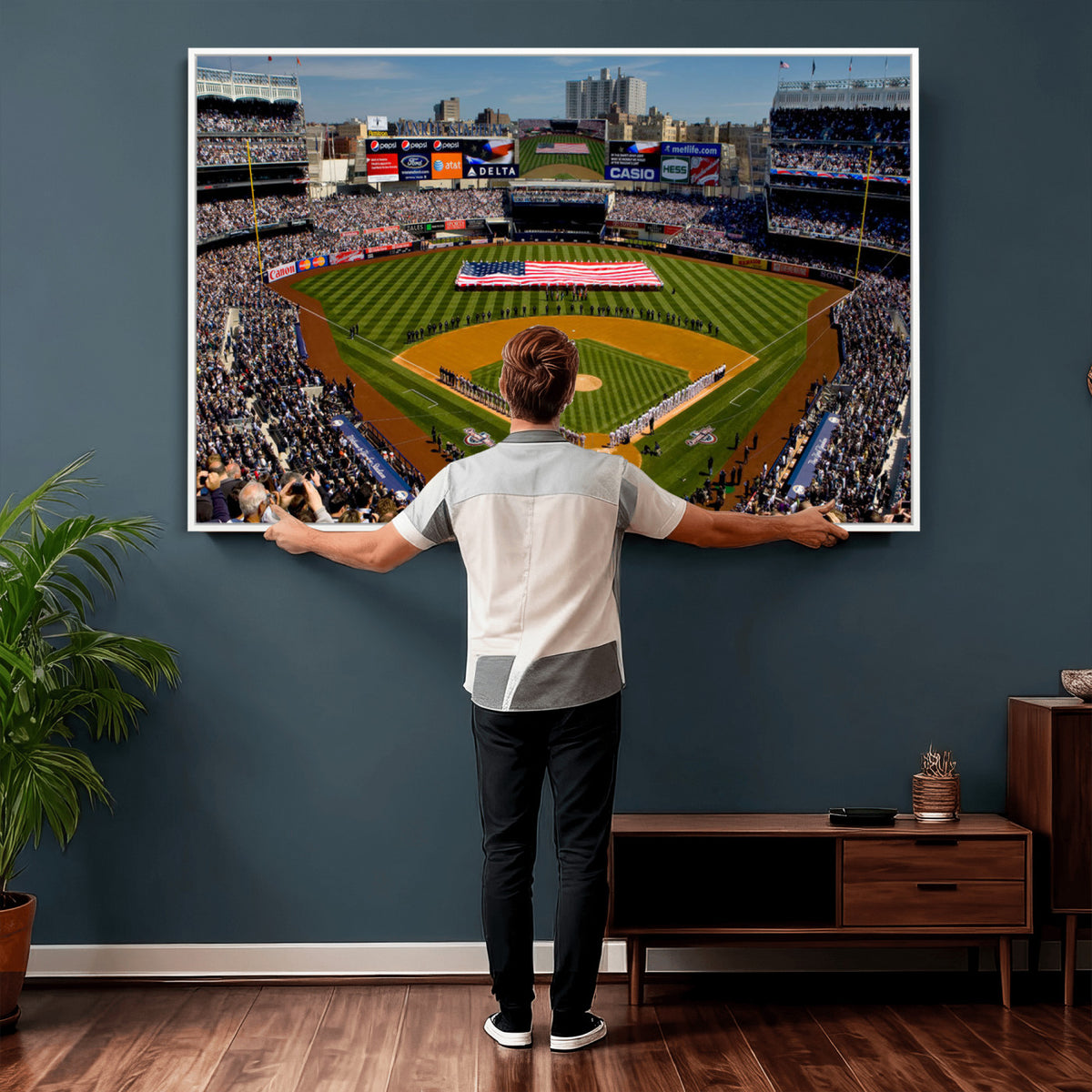 20879-MGV-CV-36X24 - Yankee Stadium New York Wall Art Print | 3-Panel Canvas Print of Yankees Baseball Stadium
