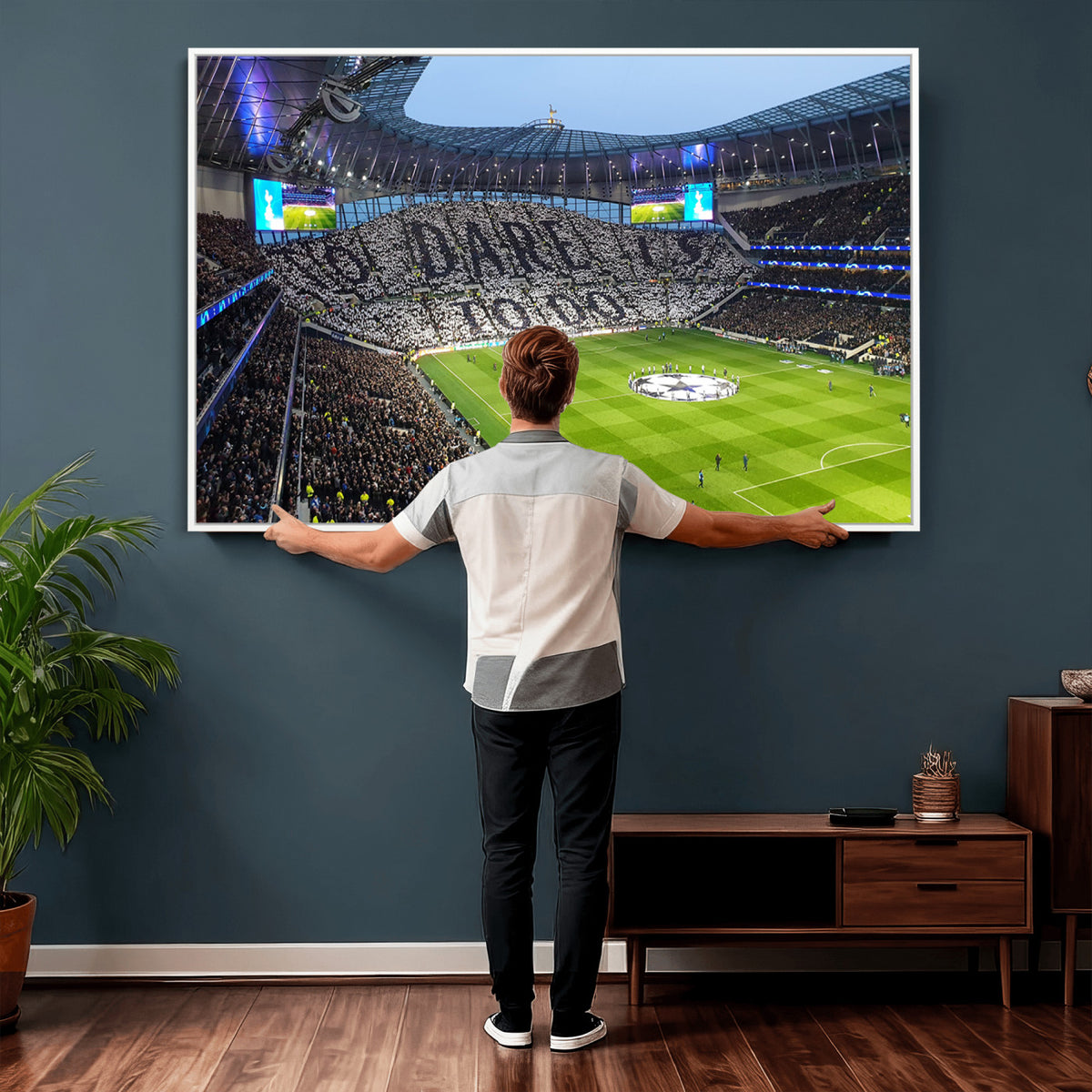 38765-MGV-CV-36X24 - Tottenham Hotspur Stadium Canvas Print, Match Day Triple Canvas Wall Art