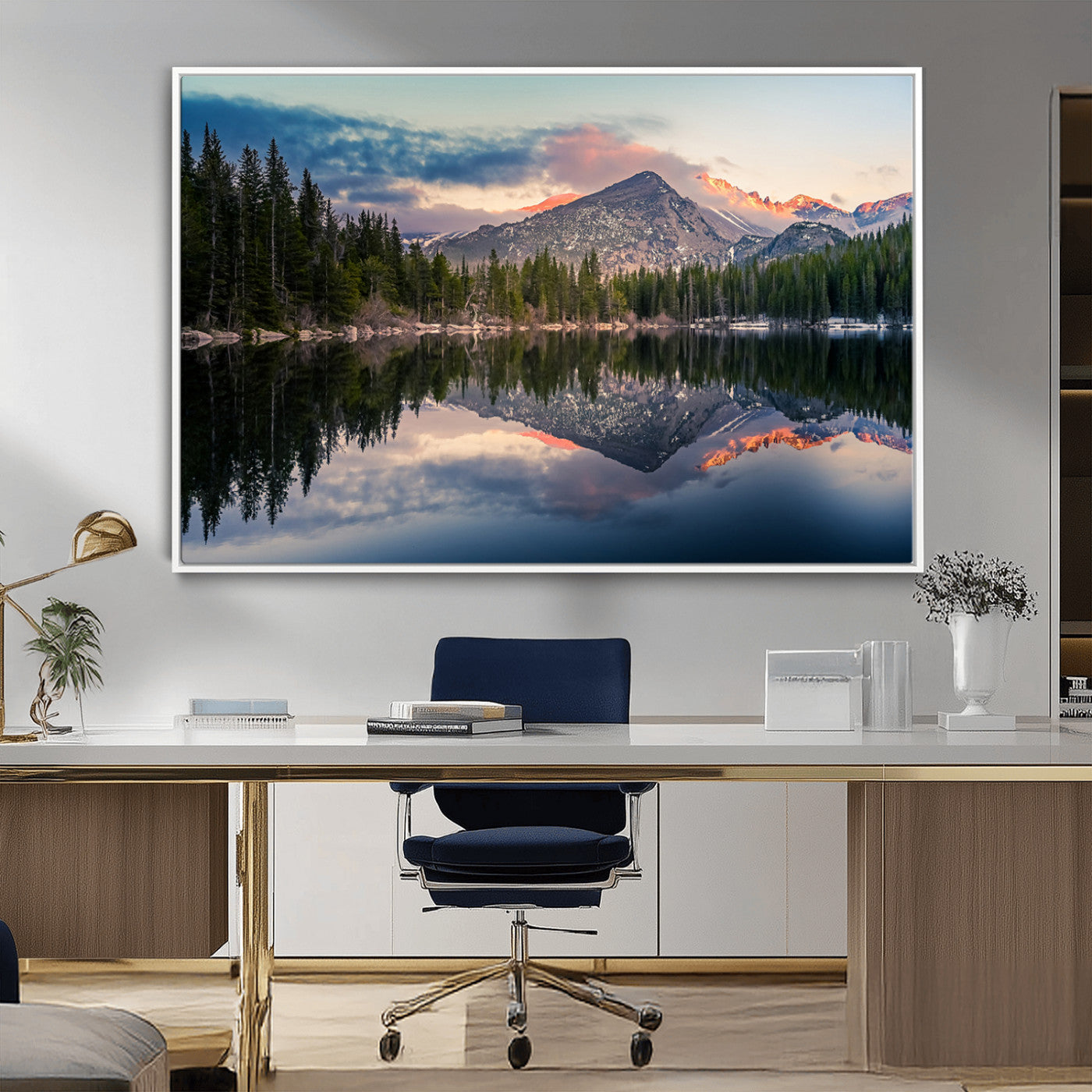 MGV-FC-36X24 - Bear Lake Reflection at Rocky Mountain National Park Wall Art Canvas Print, Scenic Mountain Landscape Canvas Print Set | Mountain Lake Wall Art Print