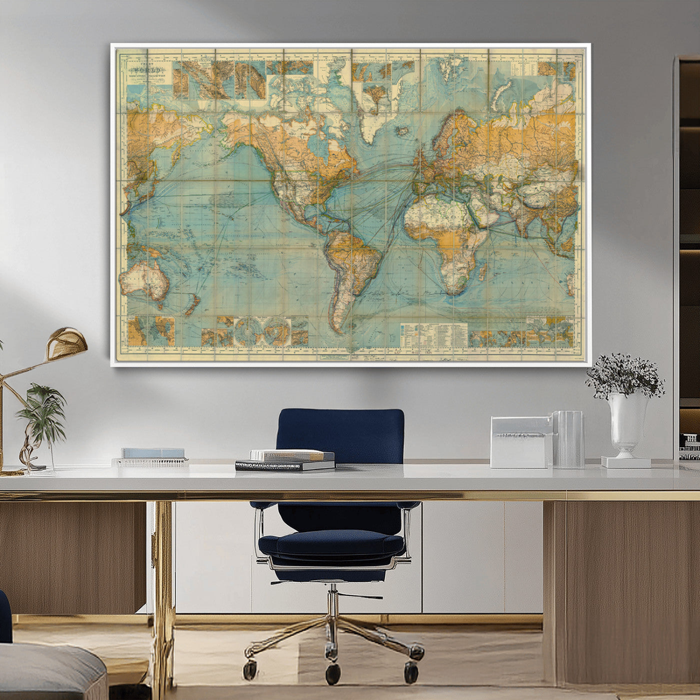 MGV-FC-36X24 - Push Pin World Map Canvas Print – Framed Wall Art for Couples to Track Their Travels – Anniversary