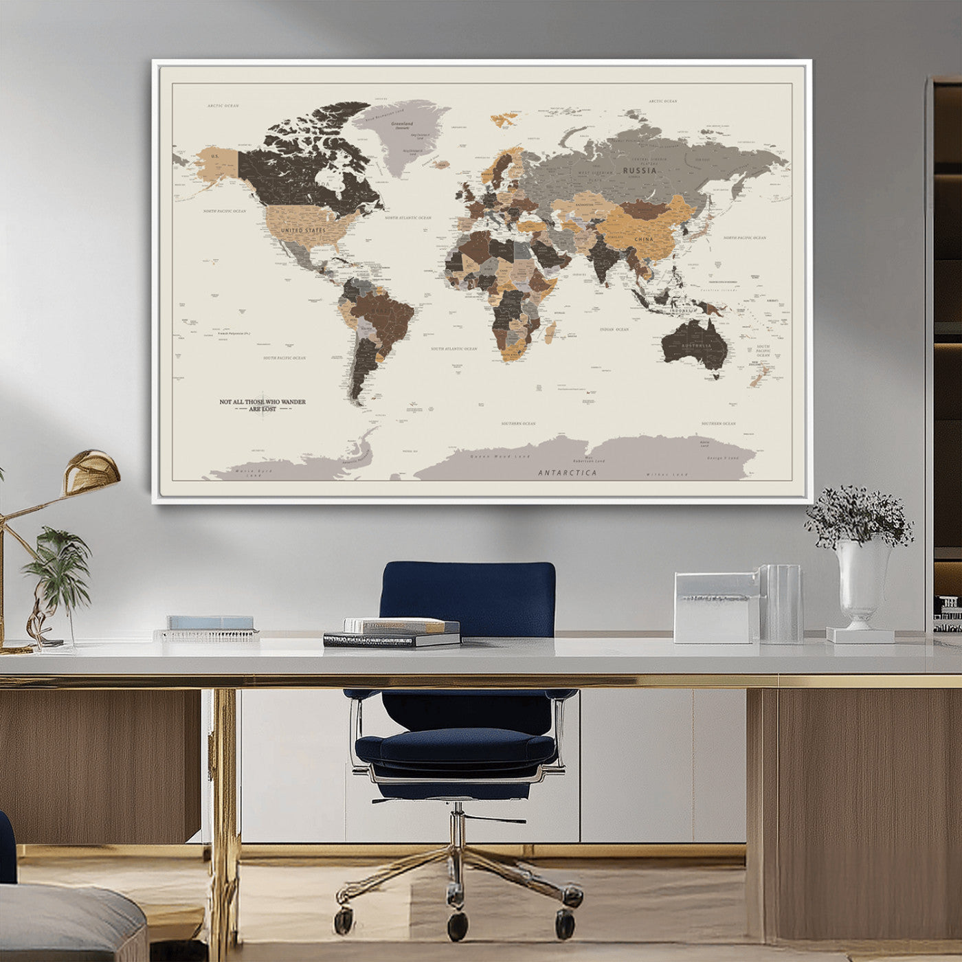 MGV-FC-36X24 - Push Pin World Map Canvas Print – Framed Wall Art for Couples to Track Their Travels – Anniversary