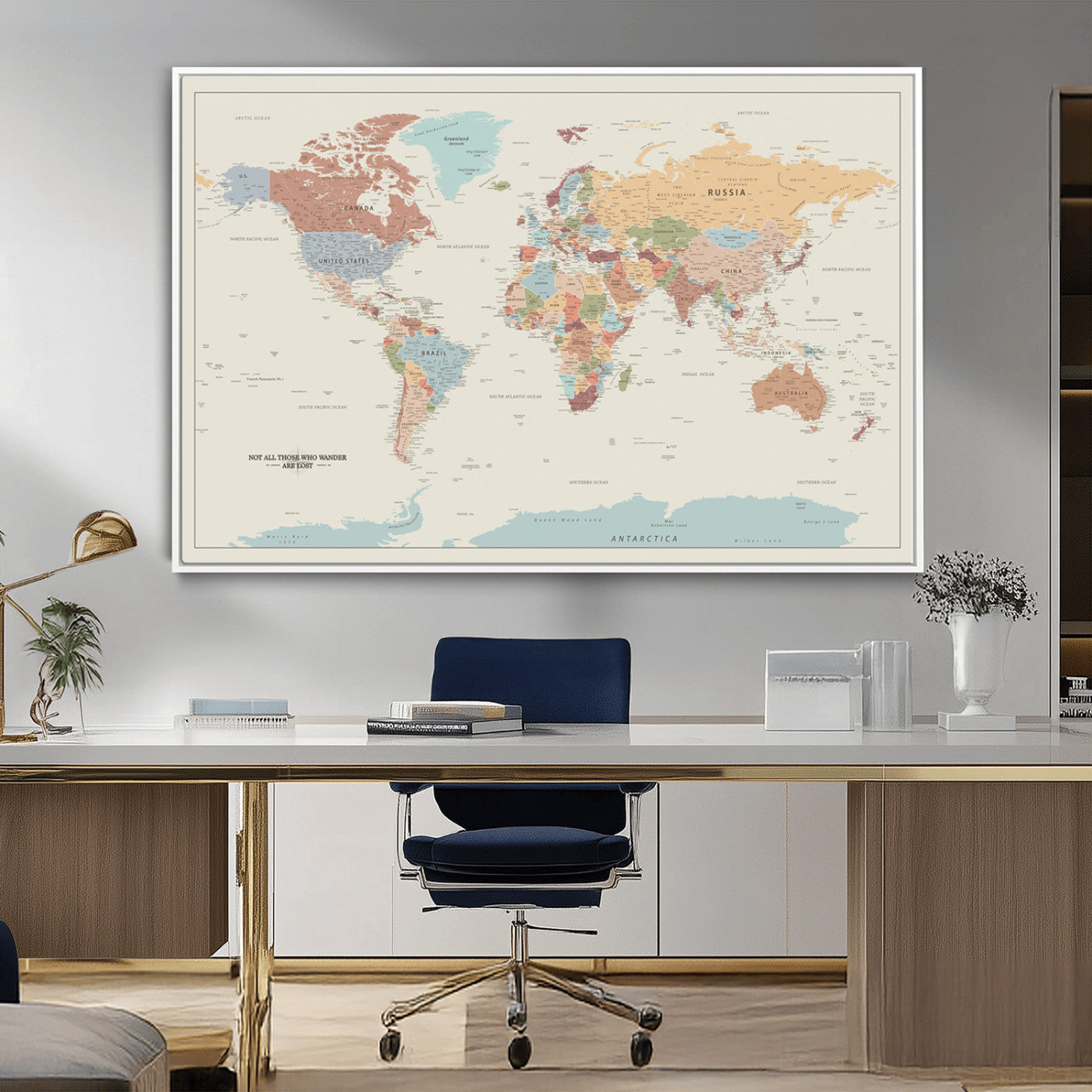 MGV-FC-36X24 - Push Pin World Map Canvas Print – Framed Wall Art for Couples to Track Their Travels – Anniversary