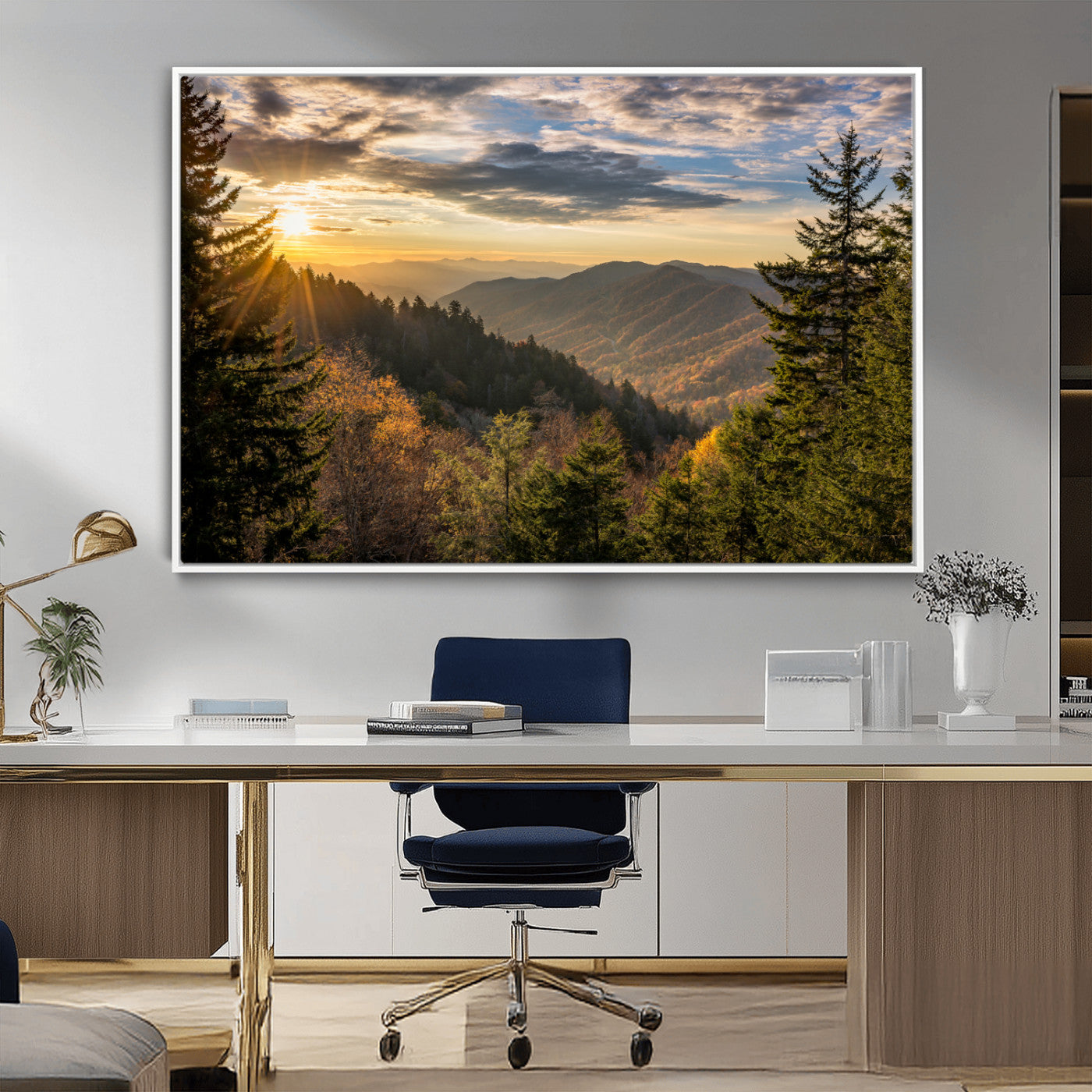 MGV-FC-36X24 - Sunrise Over the Smoky Mountains Canvas Wall Art – Breathtaking Scenic Landscape Photography in a