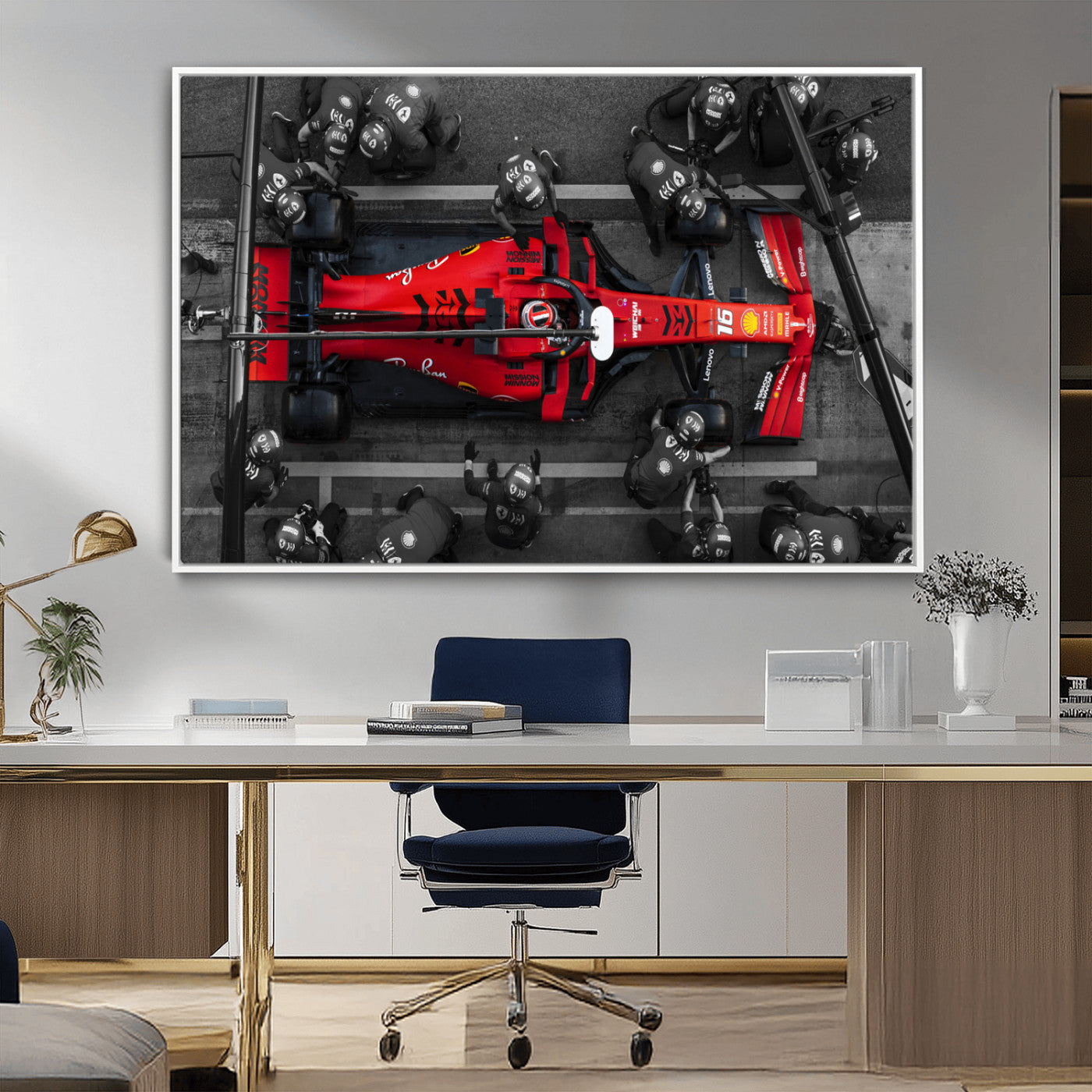 MGV-FC-36X24 - Ferrari Pit Stop Canvas Wall Art – Precision and Speed Captured in Bold Motorsport Imagery – Ready