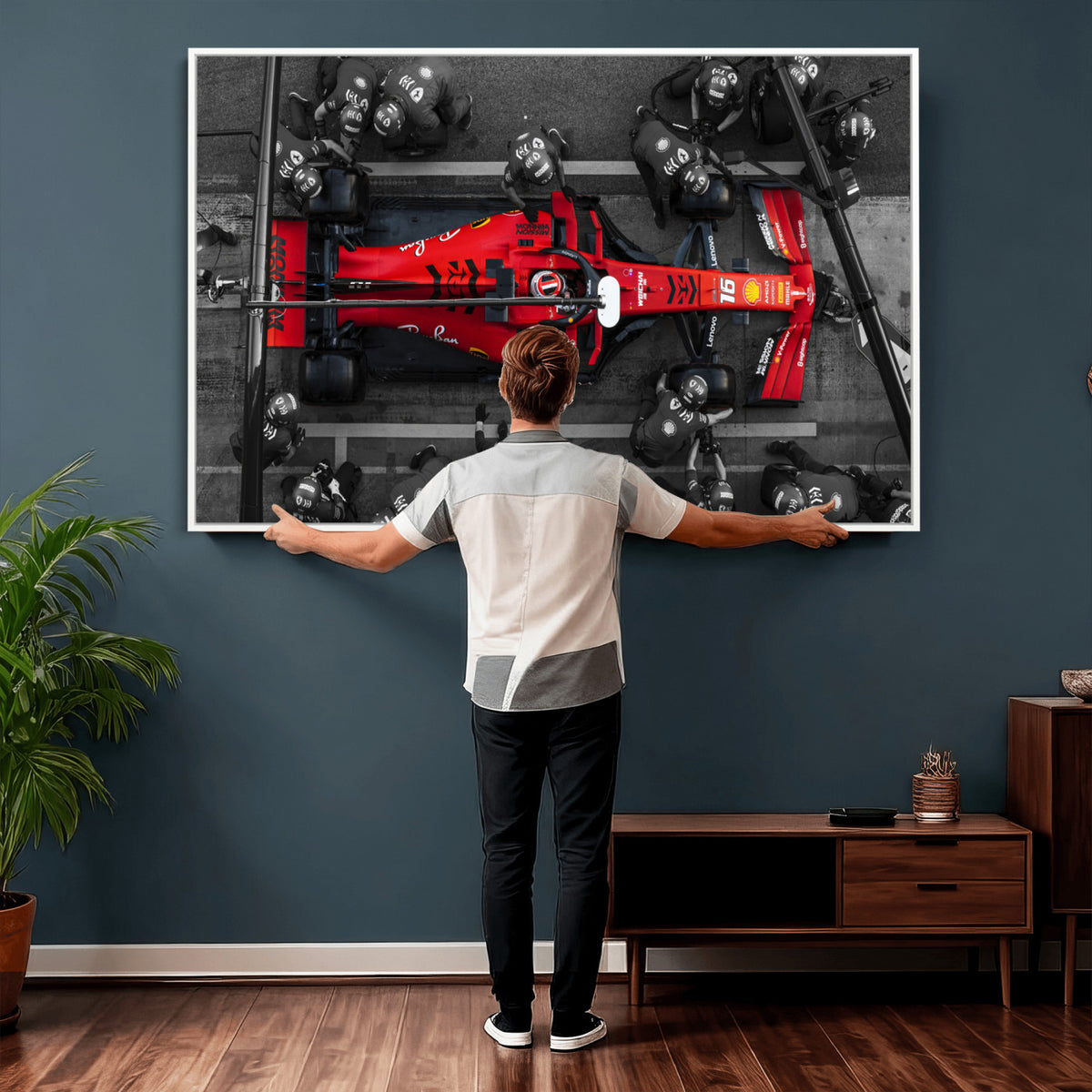 99356-MGV-CV-36X24 - Ferrari Pit Stop Canvas Wall Art | Precision and Speed