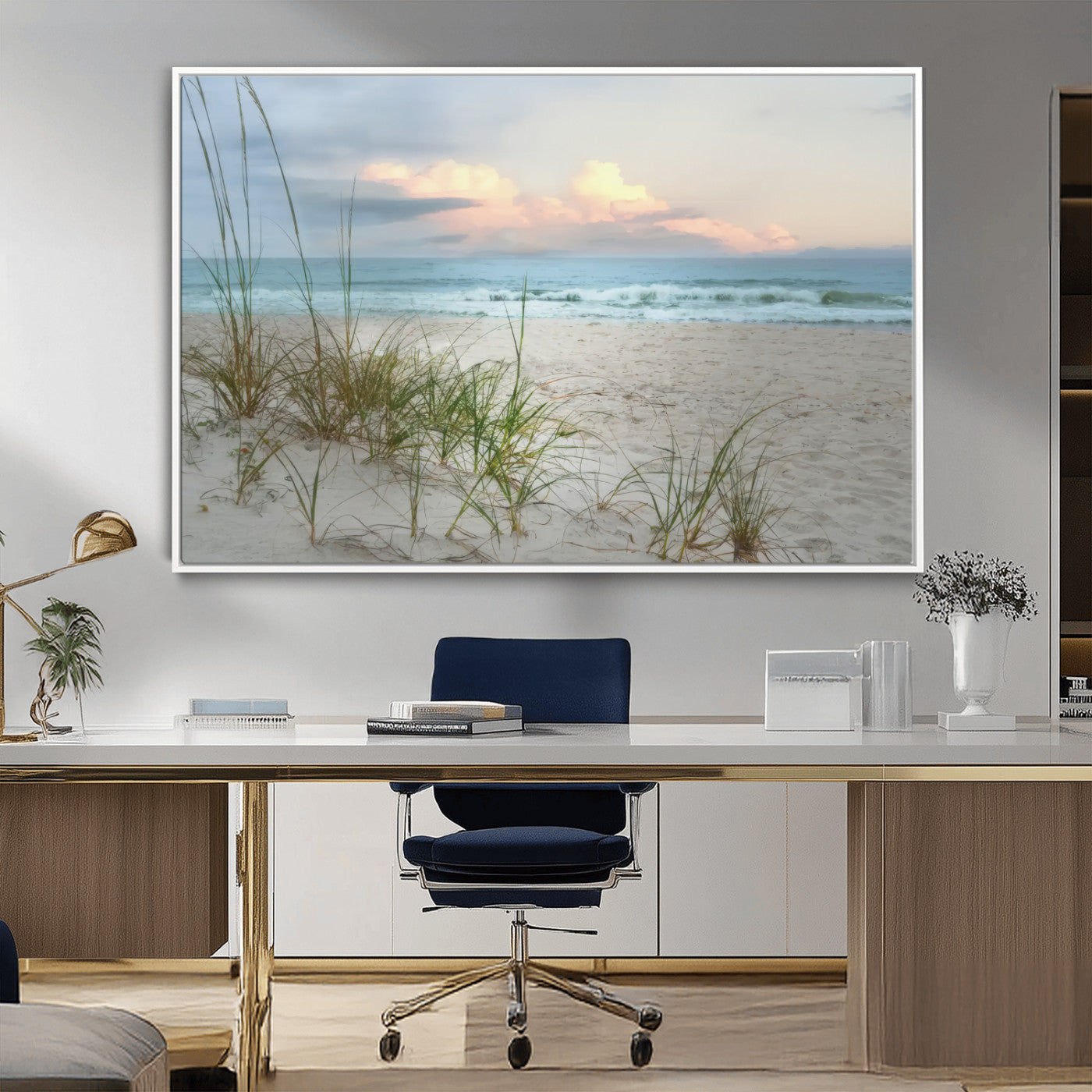 MGV-FC-36X24 - Flight Over Coastal Beach Landscape, Flight Over Coastal Beach Print Canvas Wall Art