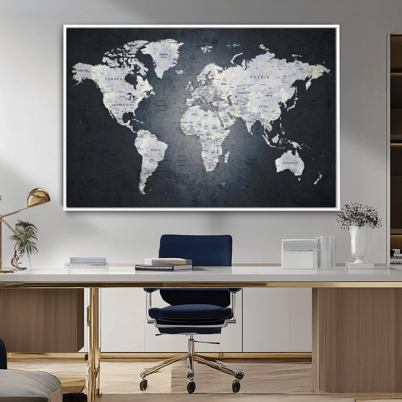 MGV-FC-36X24 - World Map Wall Art Canvas Print for Home and Office Decor