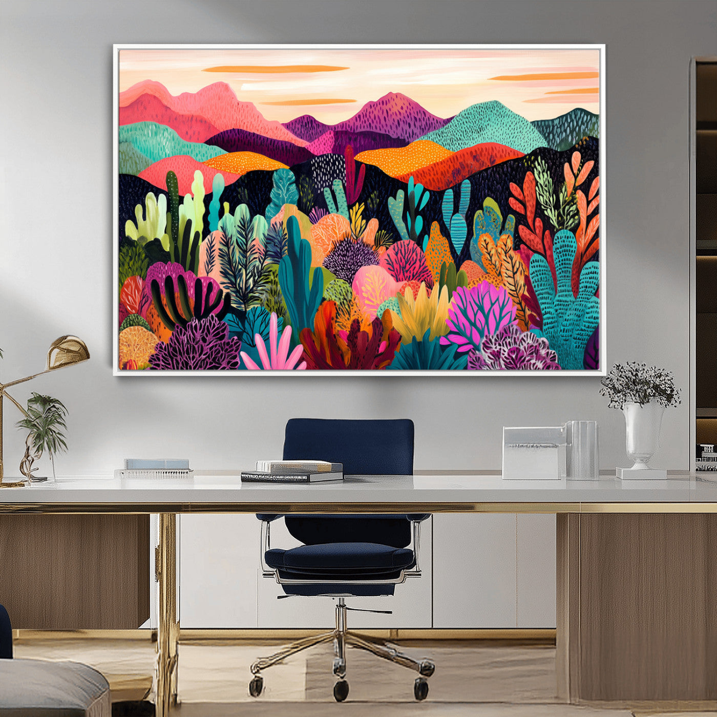 MGV-FC-36X24 - Abstract Kusama Print - Landscape Canvas Wall Art Print - Vibrant Modern Decor for Living Room,