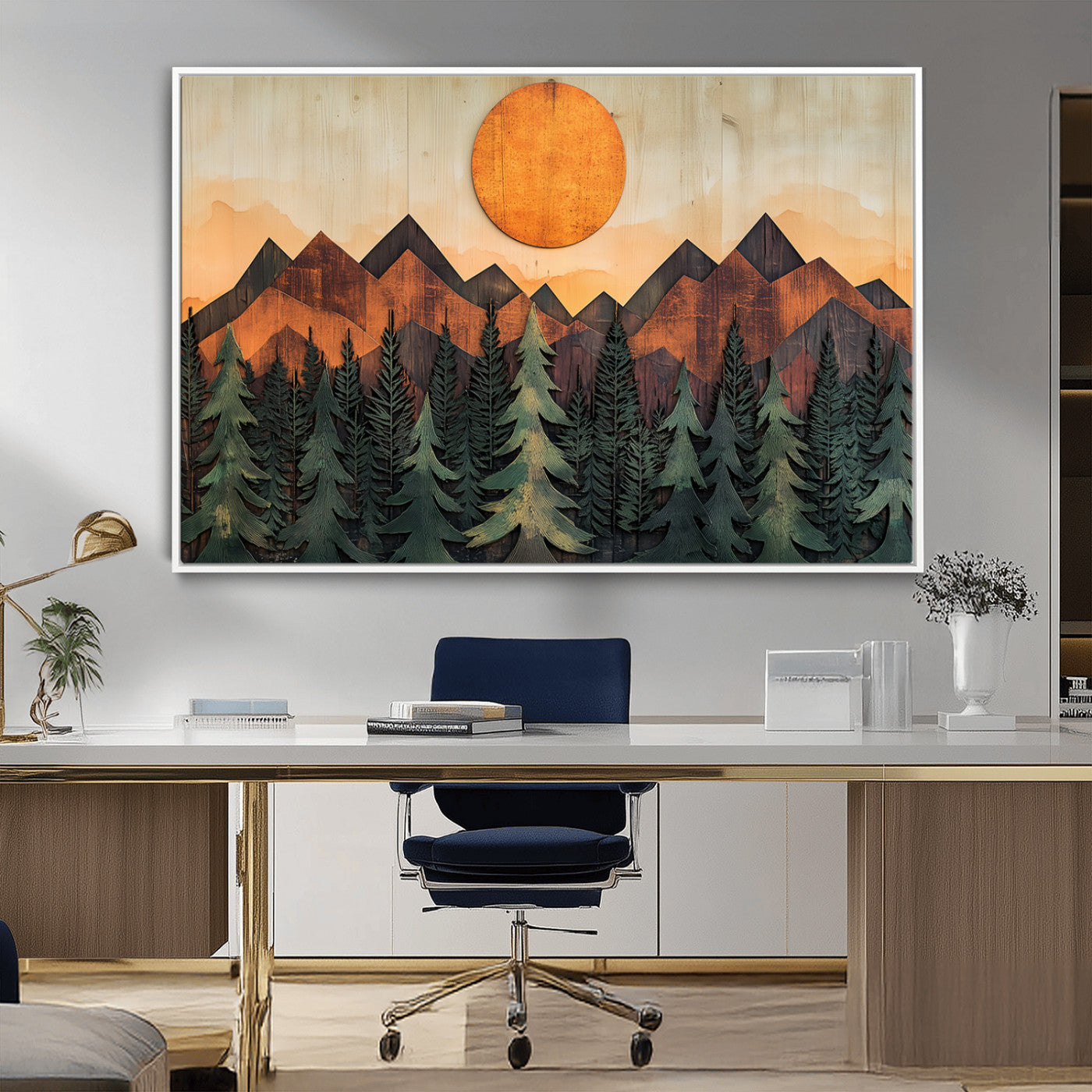 MGV-FC-36X24 - Sunset Mountain Landscape Canvas Wall Art Print - Nature Decor for Living Room, Office