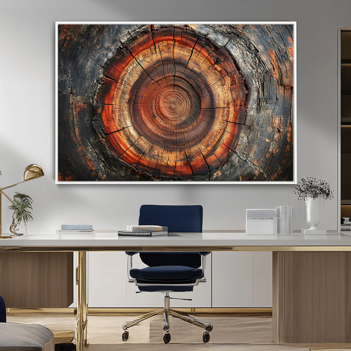 MGV-FC-36X24 - Wood Grain Canvas Wall Art - Framed Abstract Tree Ring Framed Wall Art, Wood Grain Canvas Wall