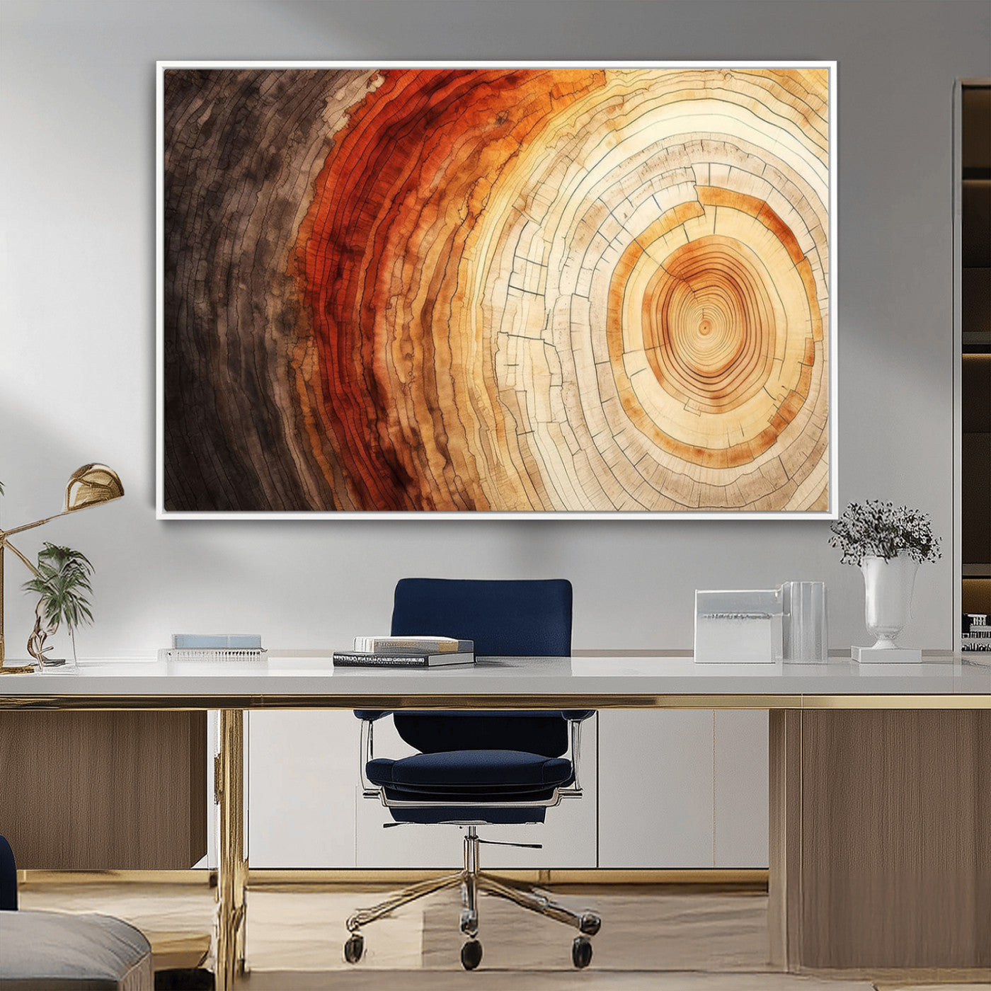 MGV-FC-36X24 - Tree Ring Print on Canvas Wall Art, Tree Stump Print, Wood Wall Art Living Room, Abstract Natural
