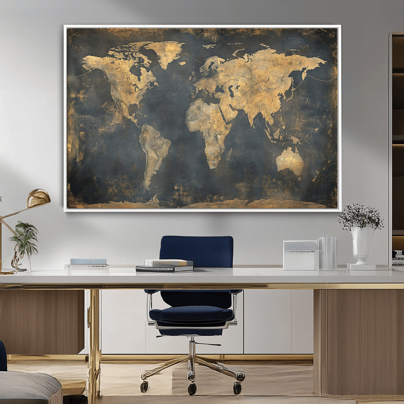 MGV-FC-36X24 - Push Pin World Map Canvas Print – Framed Wall Art for Couples to Track Their Travels – Anniversary