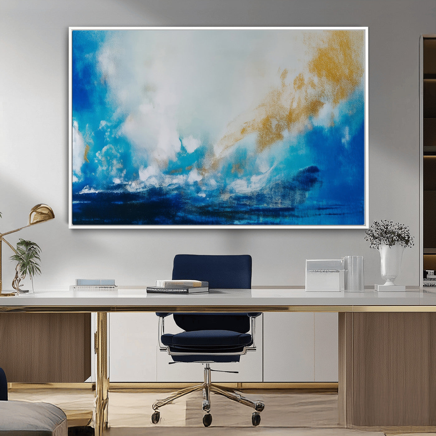 MGV-FC-36X24 - Blue Abstract Print - Dynamic Ocean-Inspired Canvas Wall Art