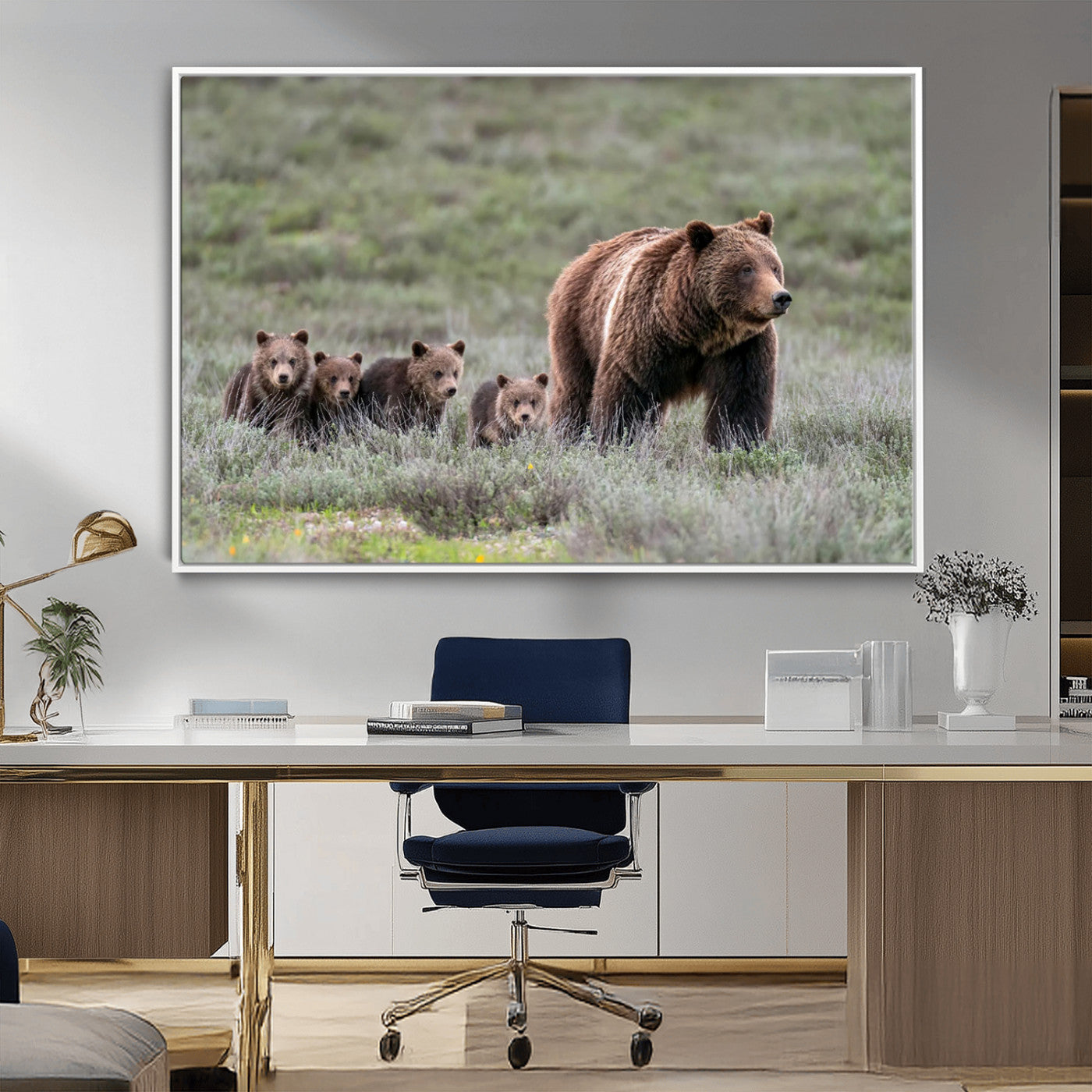 MGV-FC-36X24 - Wildlife Photography of 399 Grizzly Bear Cubs | Queen of the Tetons Canvas Wall Art Print