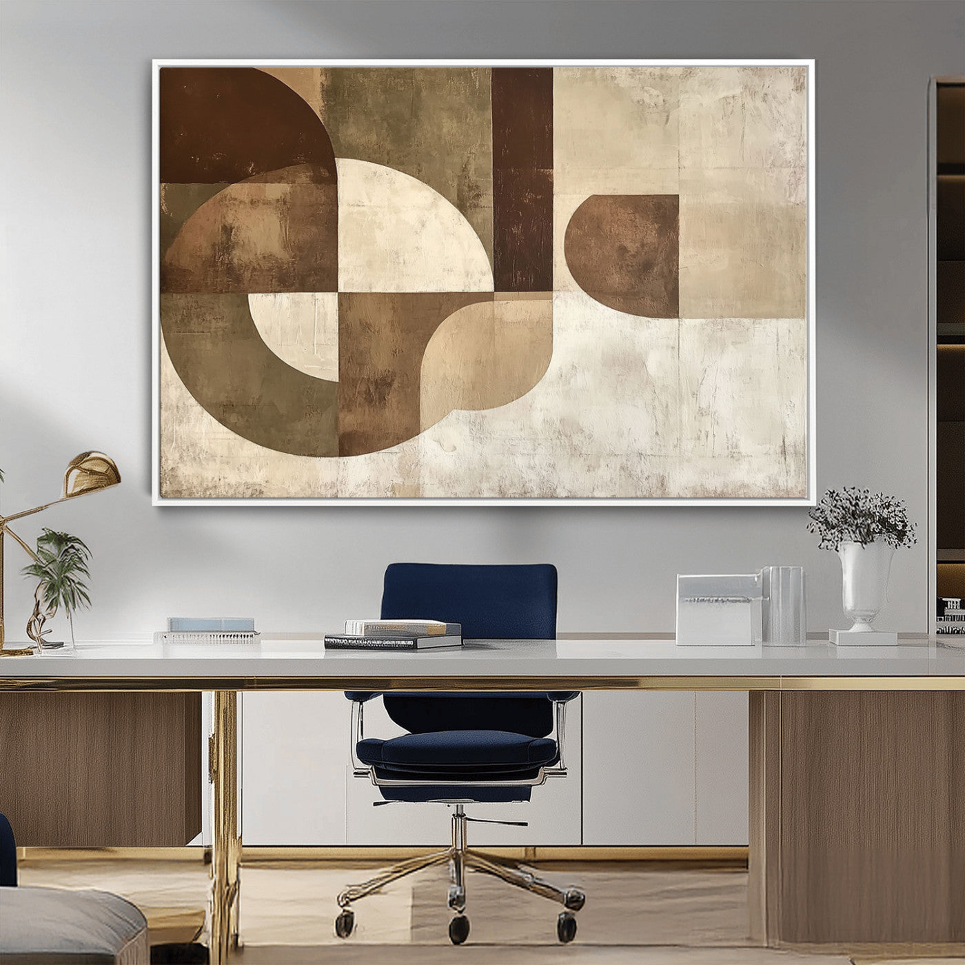 MGV-FC-36X24 - Wabi Sabi Geometric Wall Art | Abstract Modern Minimalist Canvas Print with Neutral Mid Century Art