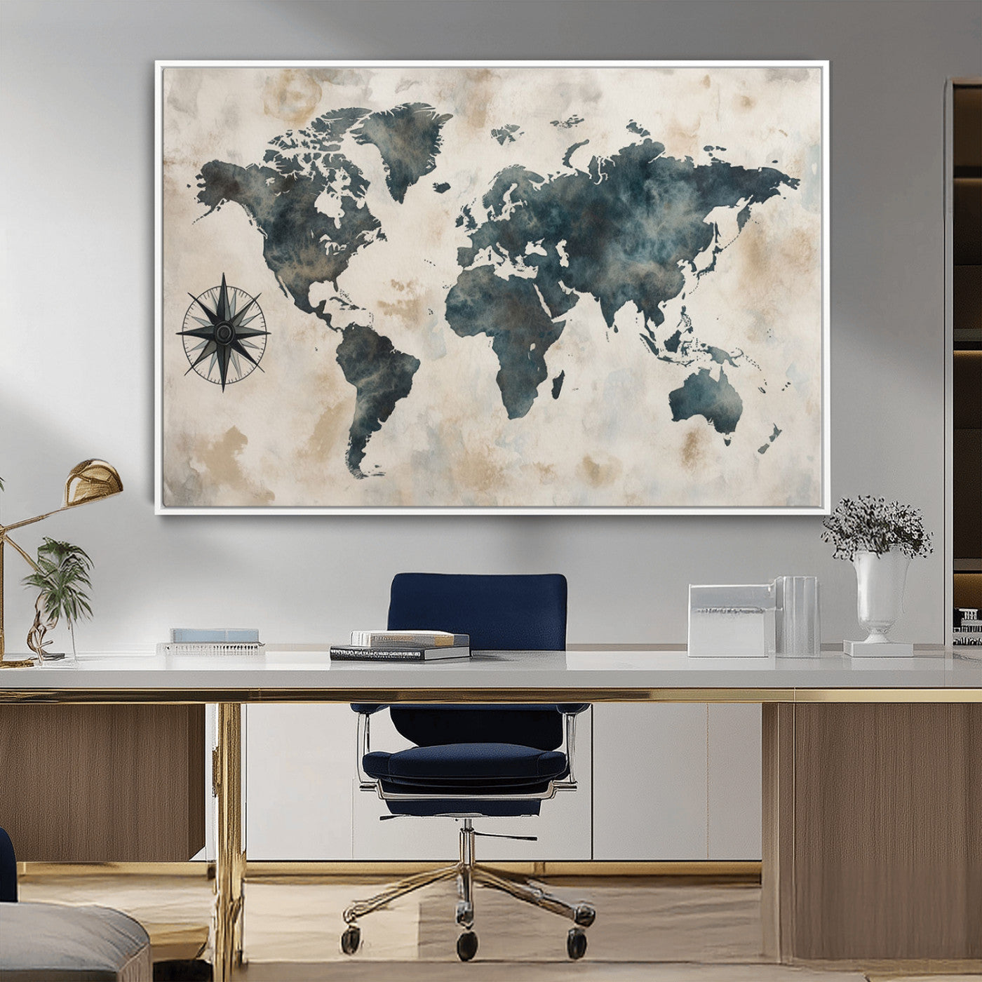 MGV-FC-36X24 - Push Pin World Map Canvas Print – Framed Wall Art for Couples to Track Their Travels – Anniversary