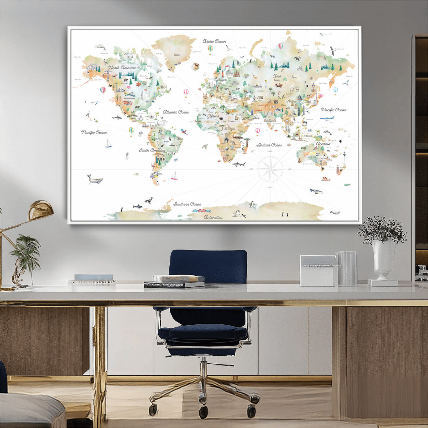 MGV-FC-36X24 - Push Pin World Map Canvas Print – Framed Wall Art for Couples to Track Their Travels – Anniversary