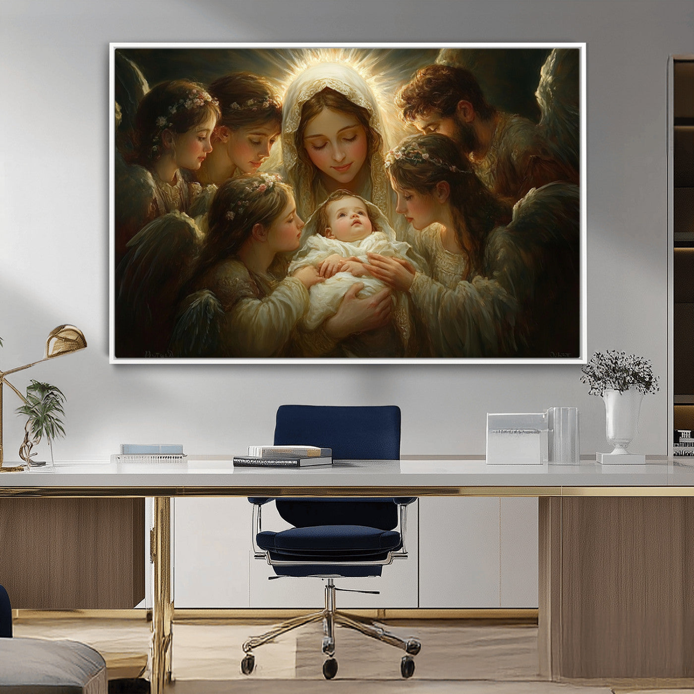 MGV-FC-36X24 - Mary Jesus Canvas Wall Art Print - Madonna and Child with Apostles Art Print - Classic Christian