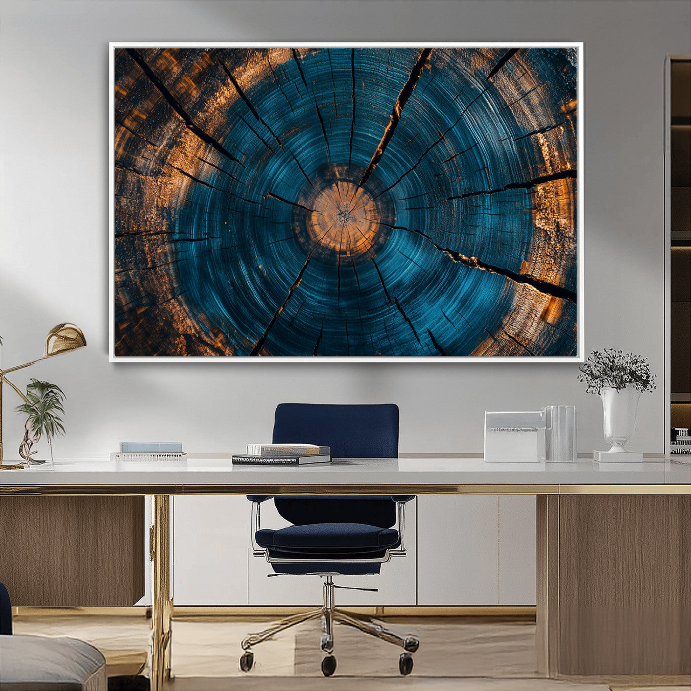 MGV-FC-36X24 - Abstract Tree Rings Wall Art Canvas Print - Wood Grain Rings Artwork Print - Nature Woodland Modern