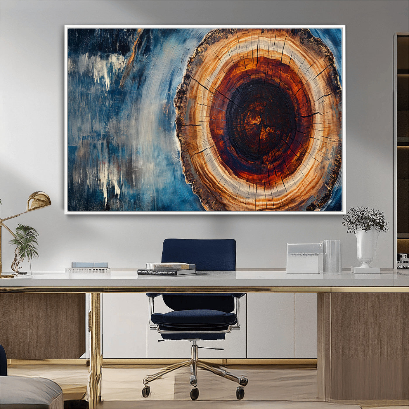 MGV-FC-36X24 - Abstract Tree Rings Wall Art Canvas Print - Wood Grain Rings Canvas Print - Nature Woodland Wall